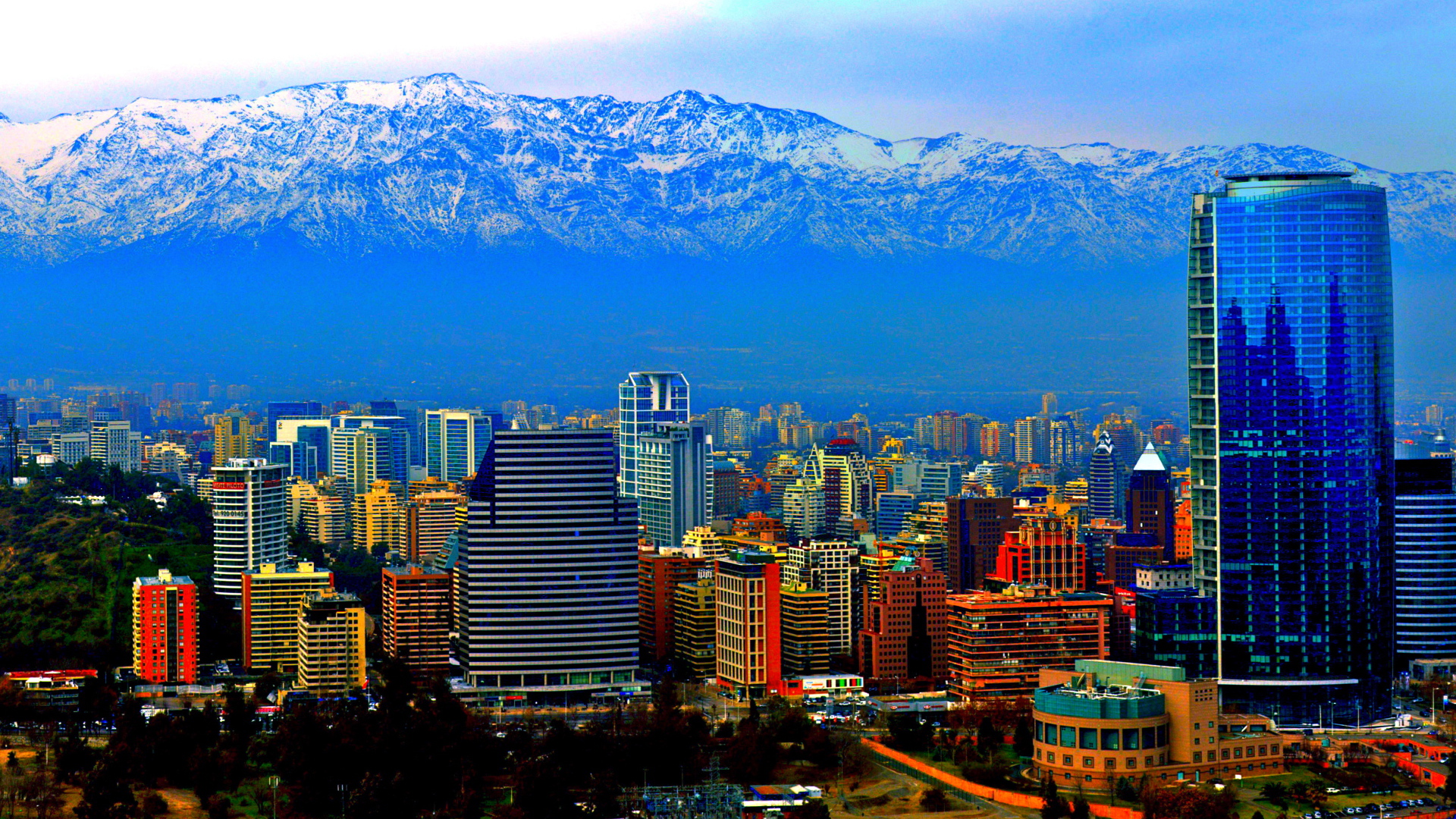 Panorama of the city of Santiago, Chile Desktop wallpapers 1920x1080