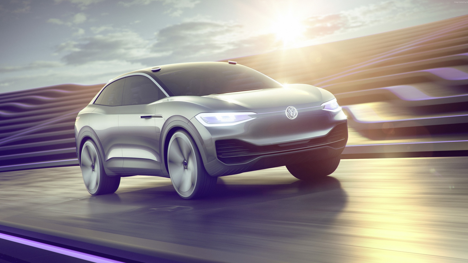 Серебристый электромобиль Volkswagen I.D. CROZZ l