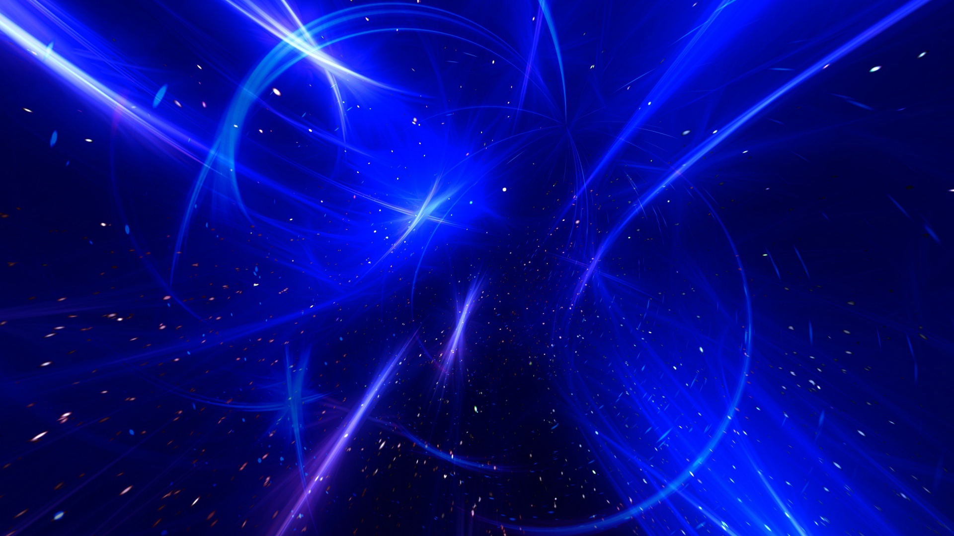 Сверкающие белые полосы на голубом фоне, абстракция 