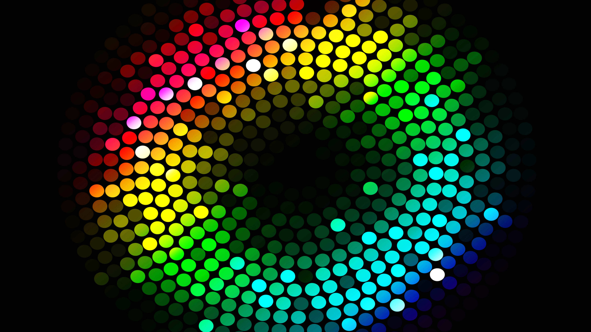 Разноцветные круги на черном фоне 3д графика