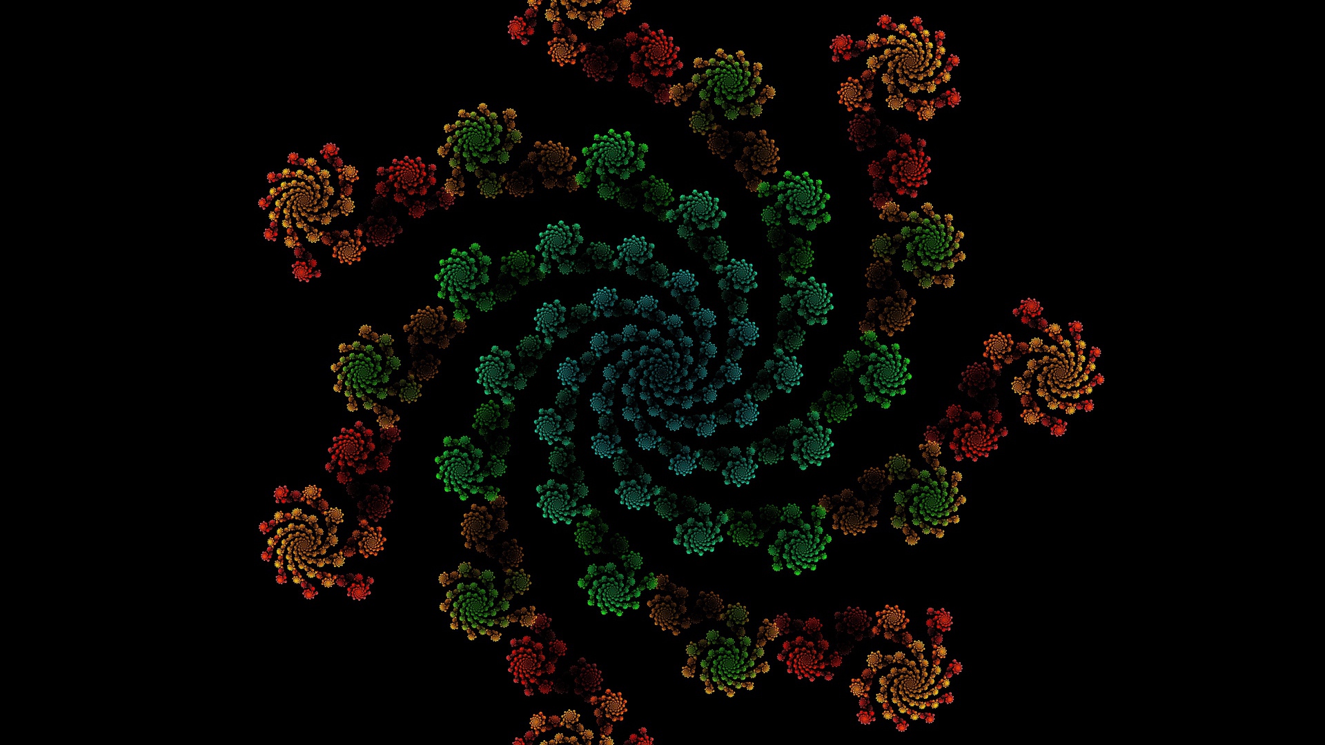 Patterned fractal pattern on a black background.