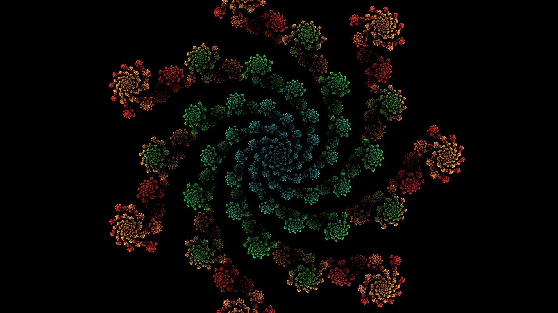 Узорный фрактальный рисунок на черном фоне