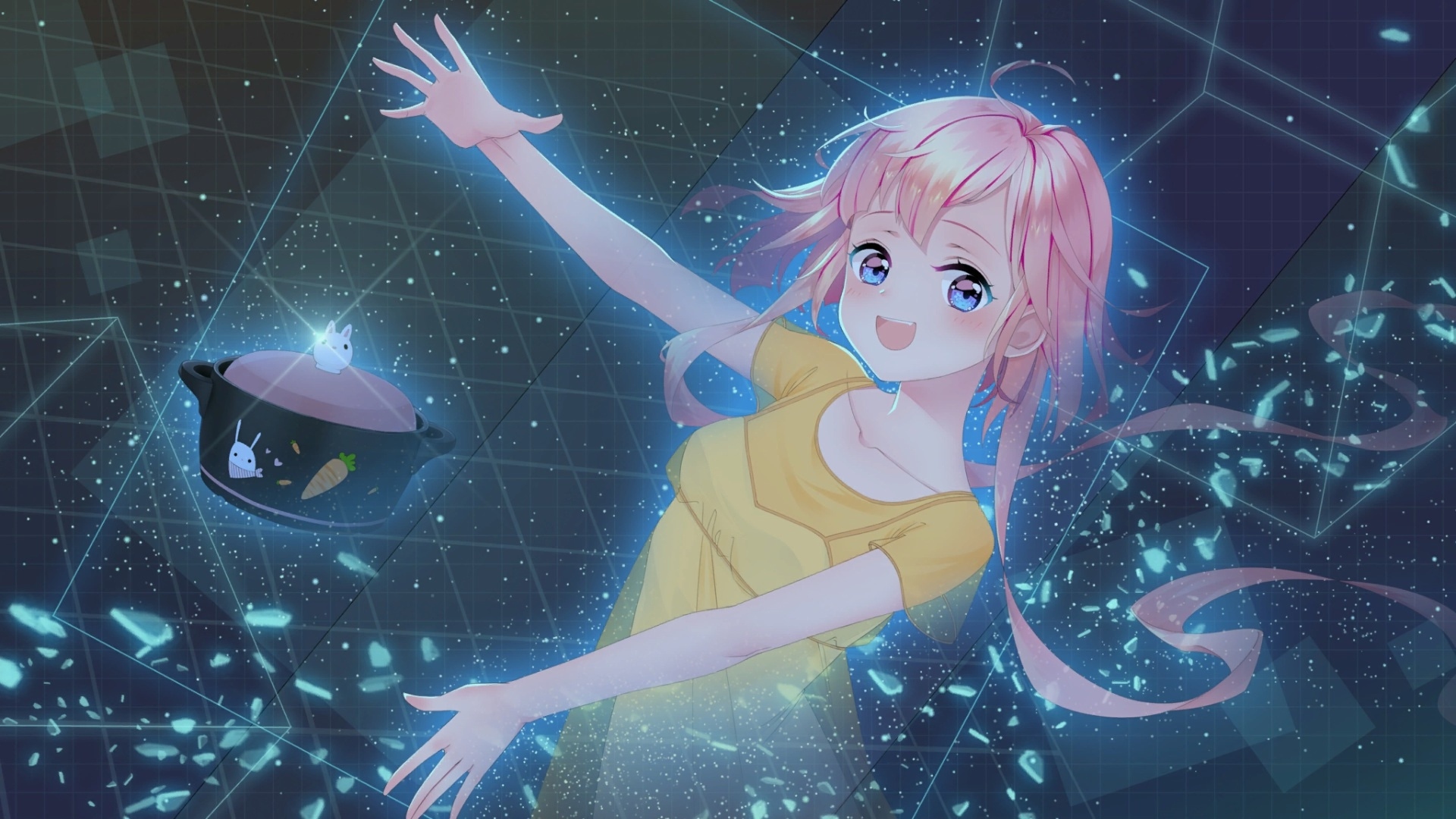 Красивая девушка аниме с розовыми волосами 