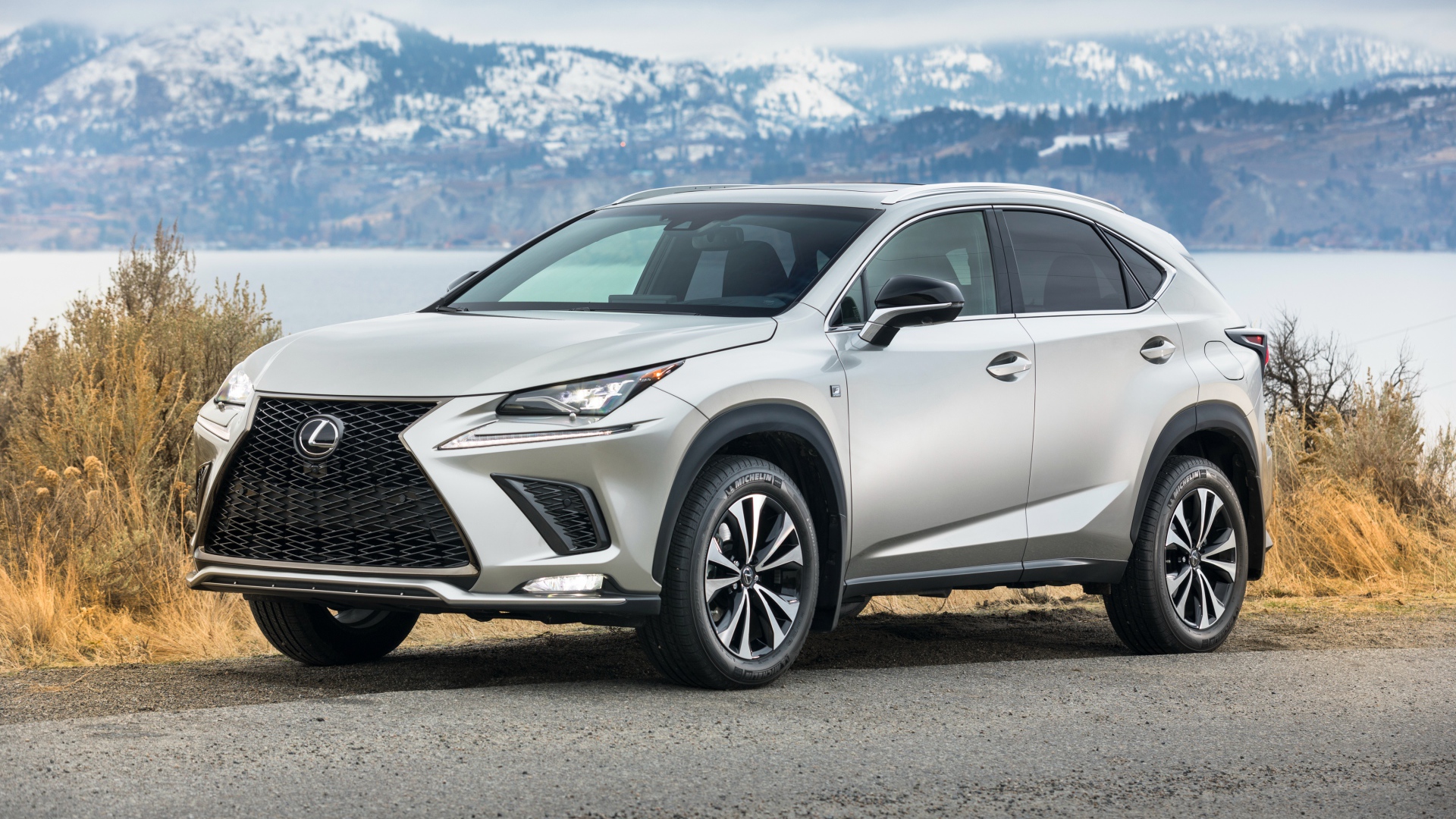 Серебристый автомобиль Lexus  NX 300 F SPORT, 2018