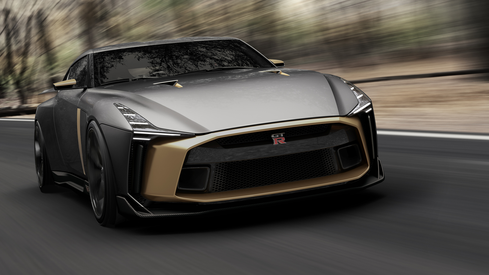 Автомобиль Nissan GT-R50 концепт на трассе