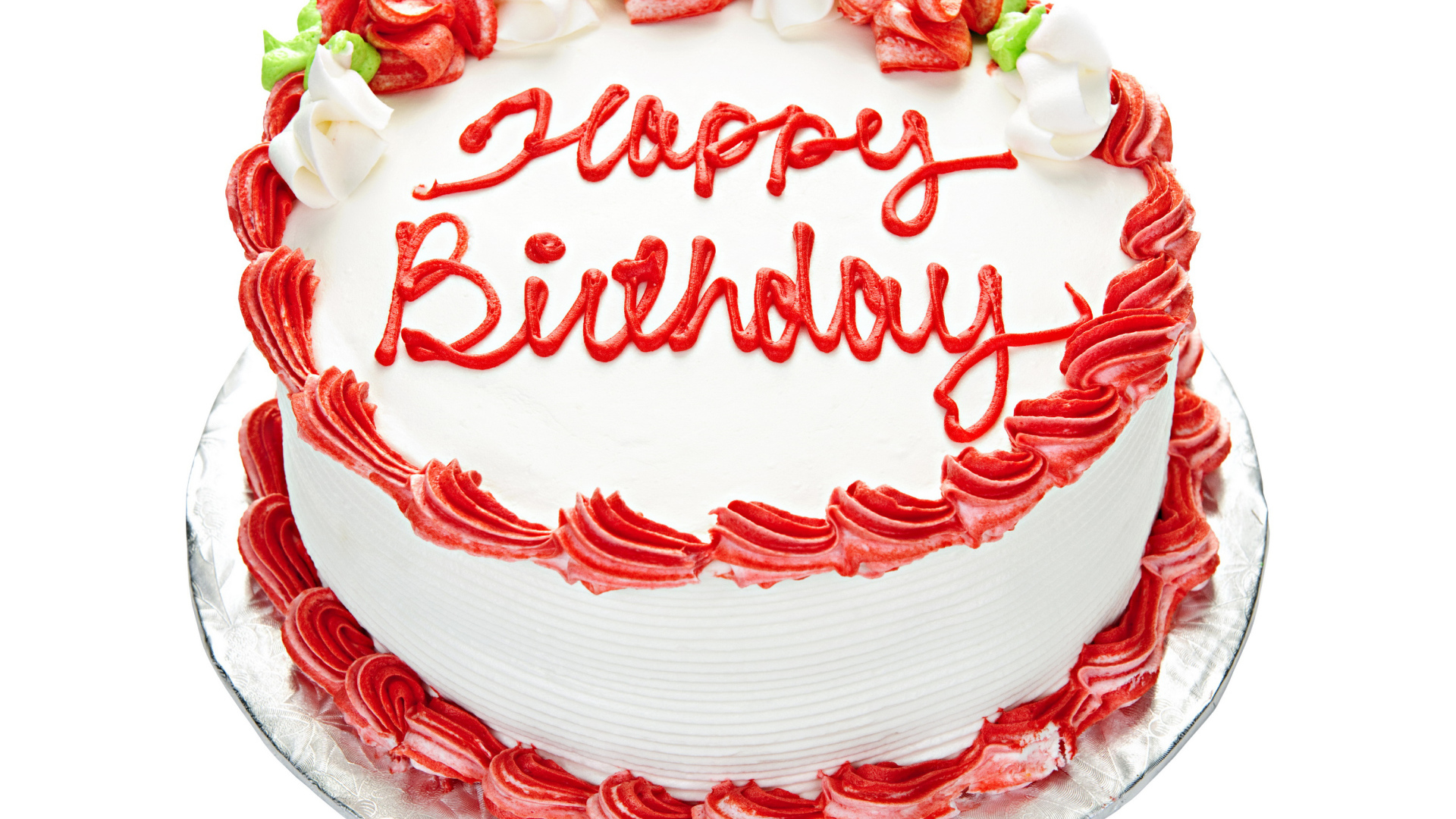 Красивый праздничный торт на день рождения на белом фоне