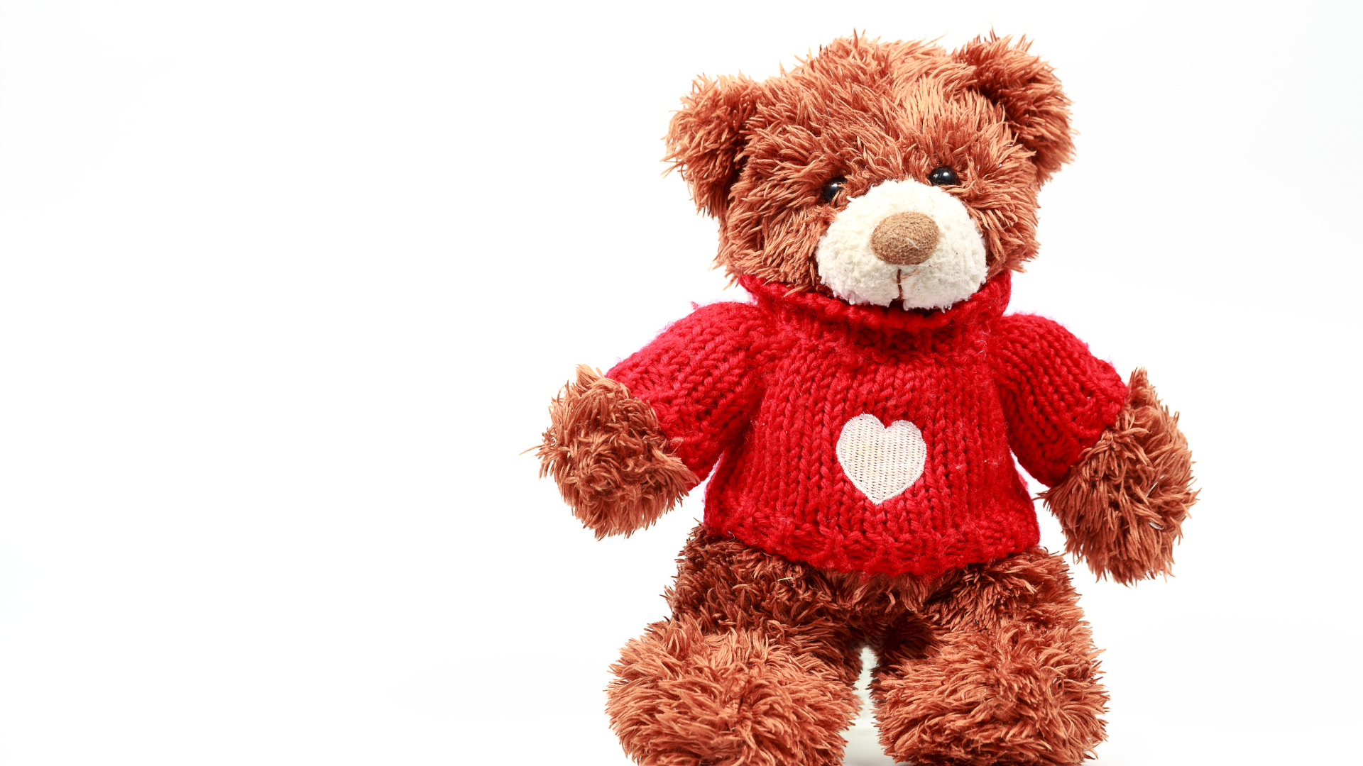 Плюшевый медвежонок Тедди в красном свитере с сердечком, подарок на день влюбленных 