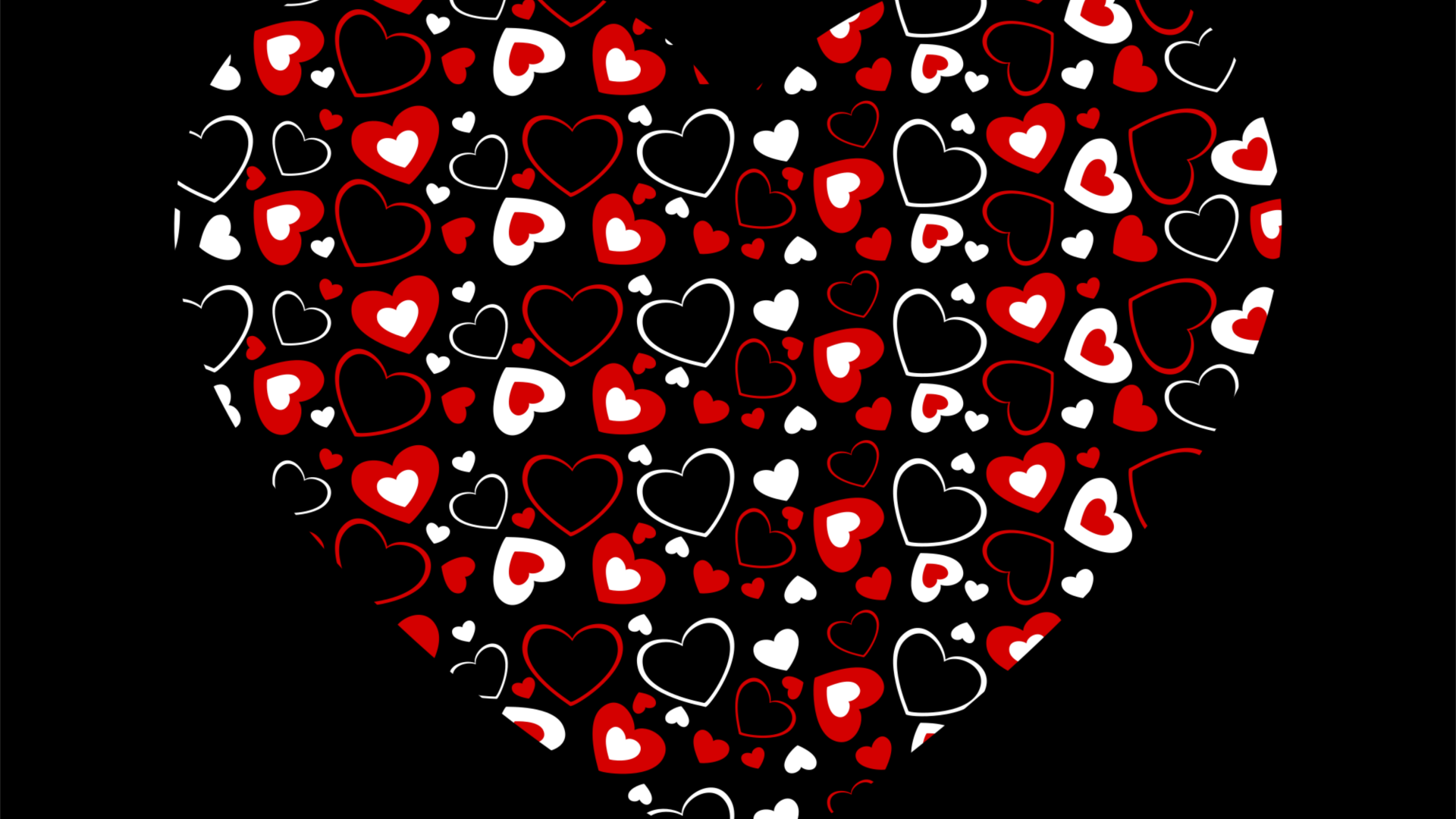 Разноцветное сердце на черном фоне