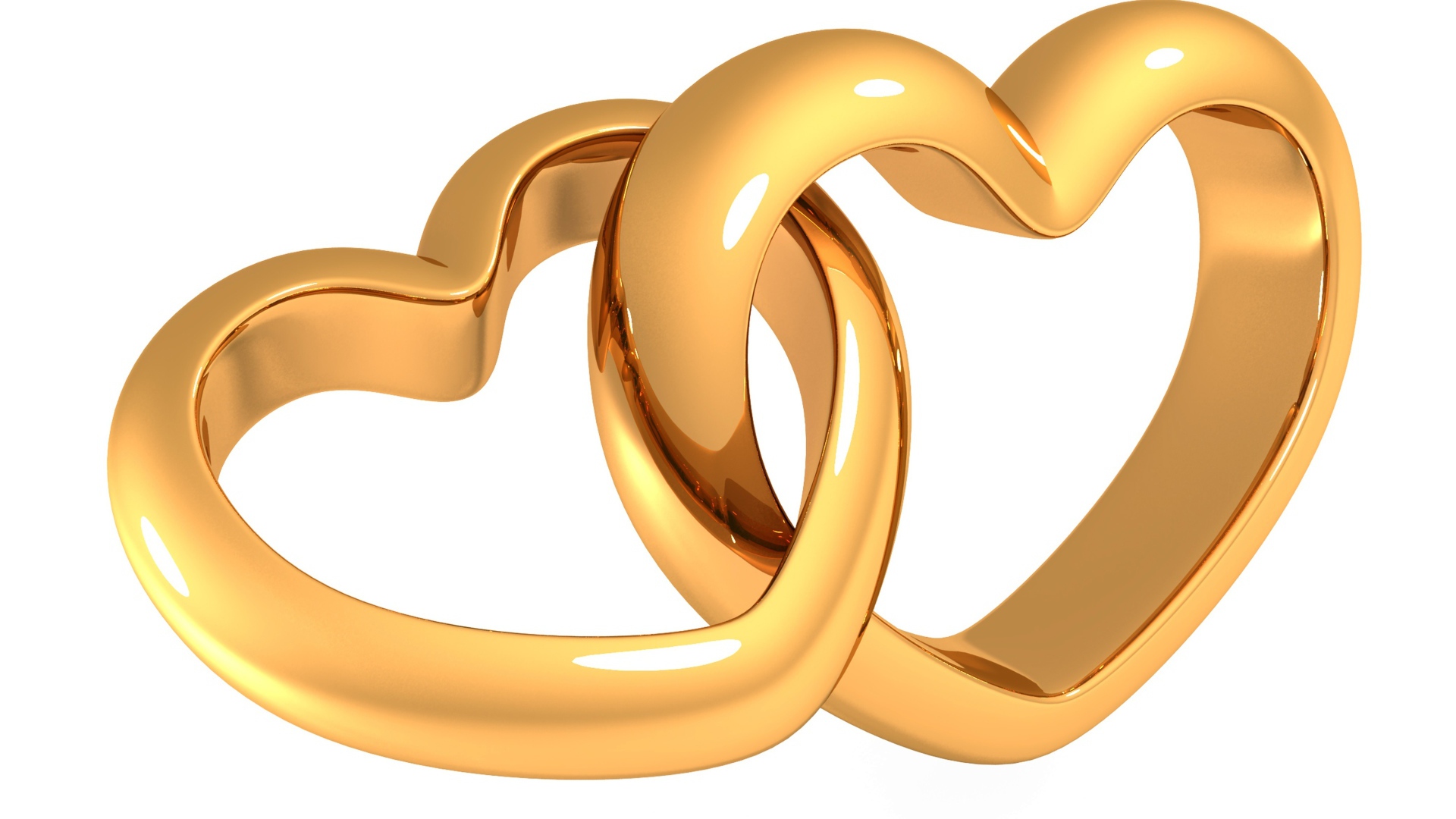 Два золотых сердца на белом фоне