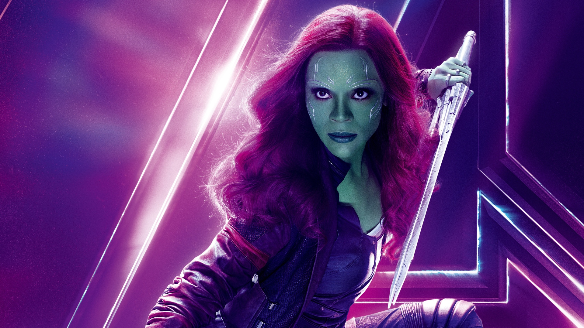 Gamora, the character of the superhero film The Avengers. War of Infinity, 2018
