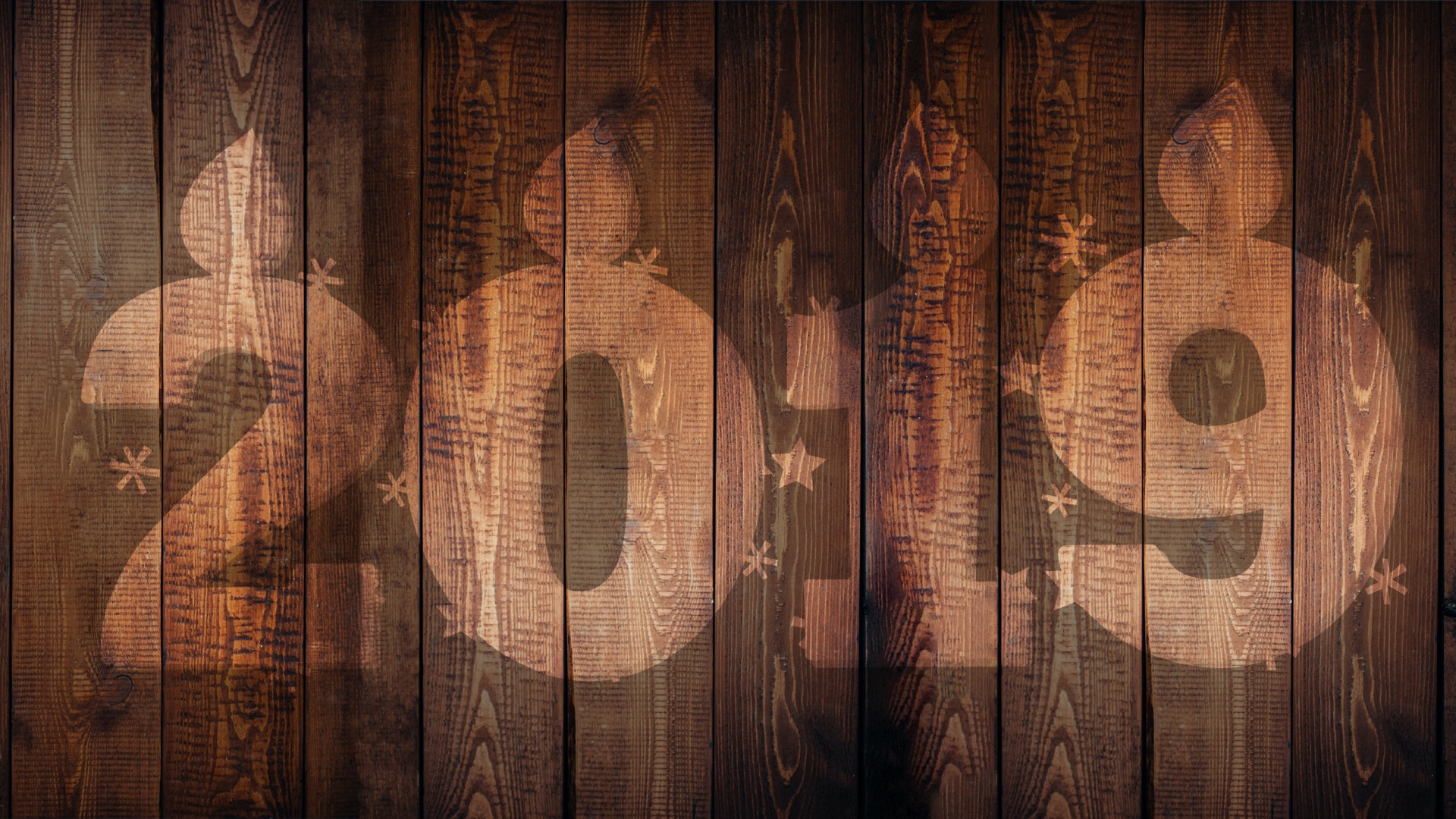 С Новым 2019 годом, цифры на деревянном фоне