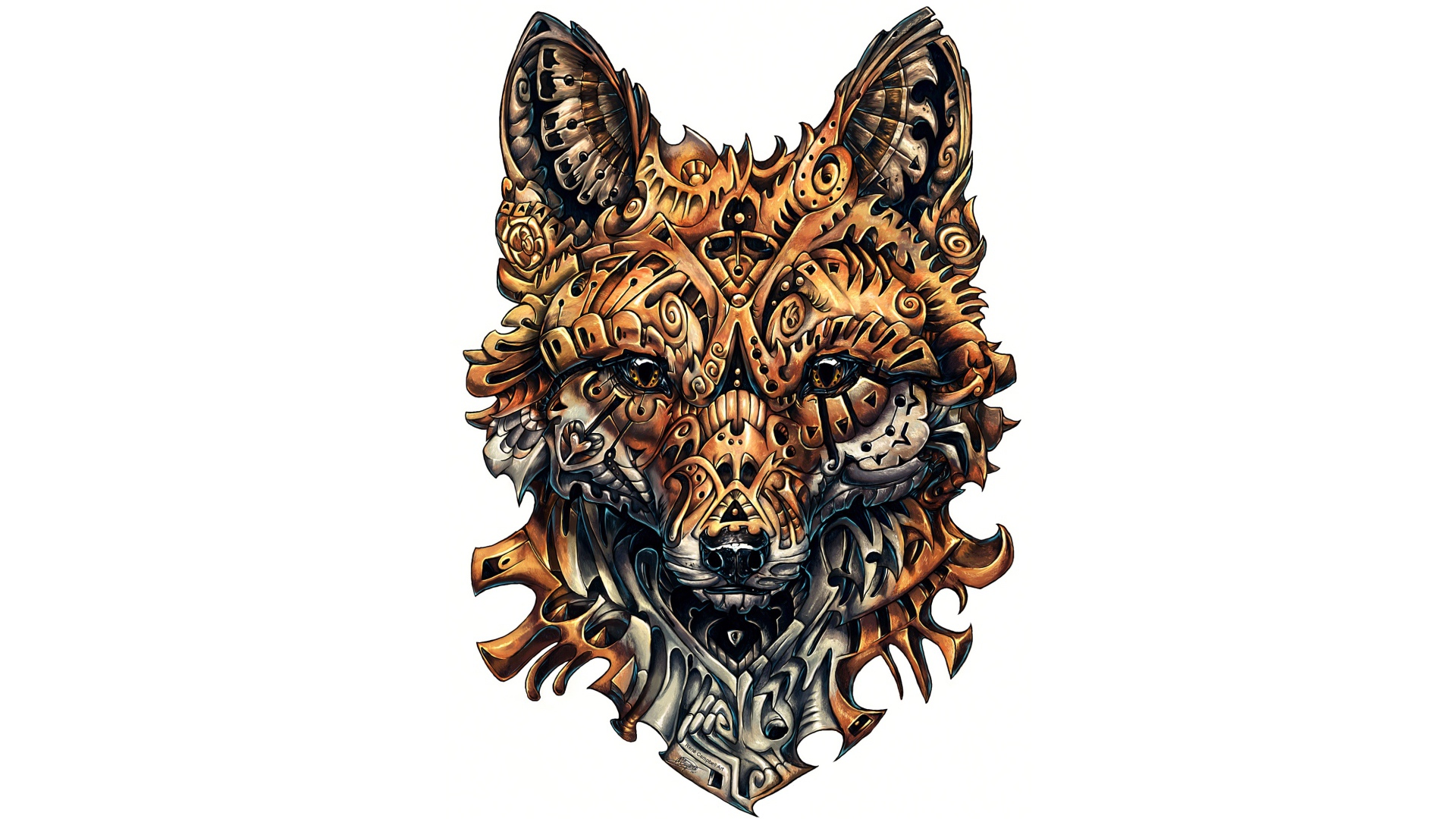 Лиса на белом фоне, татуировка