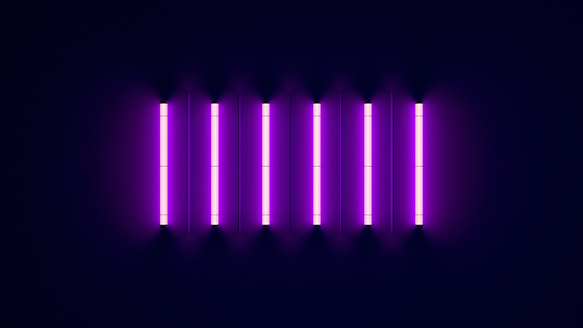 Неоновые светящиеся лампы на синем фоне