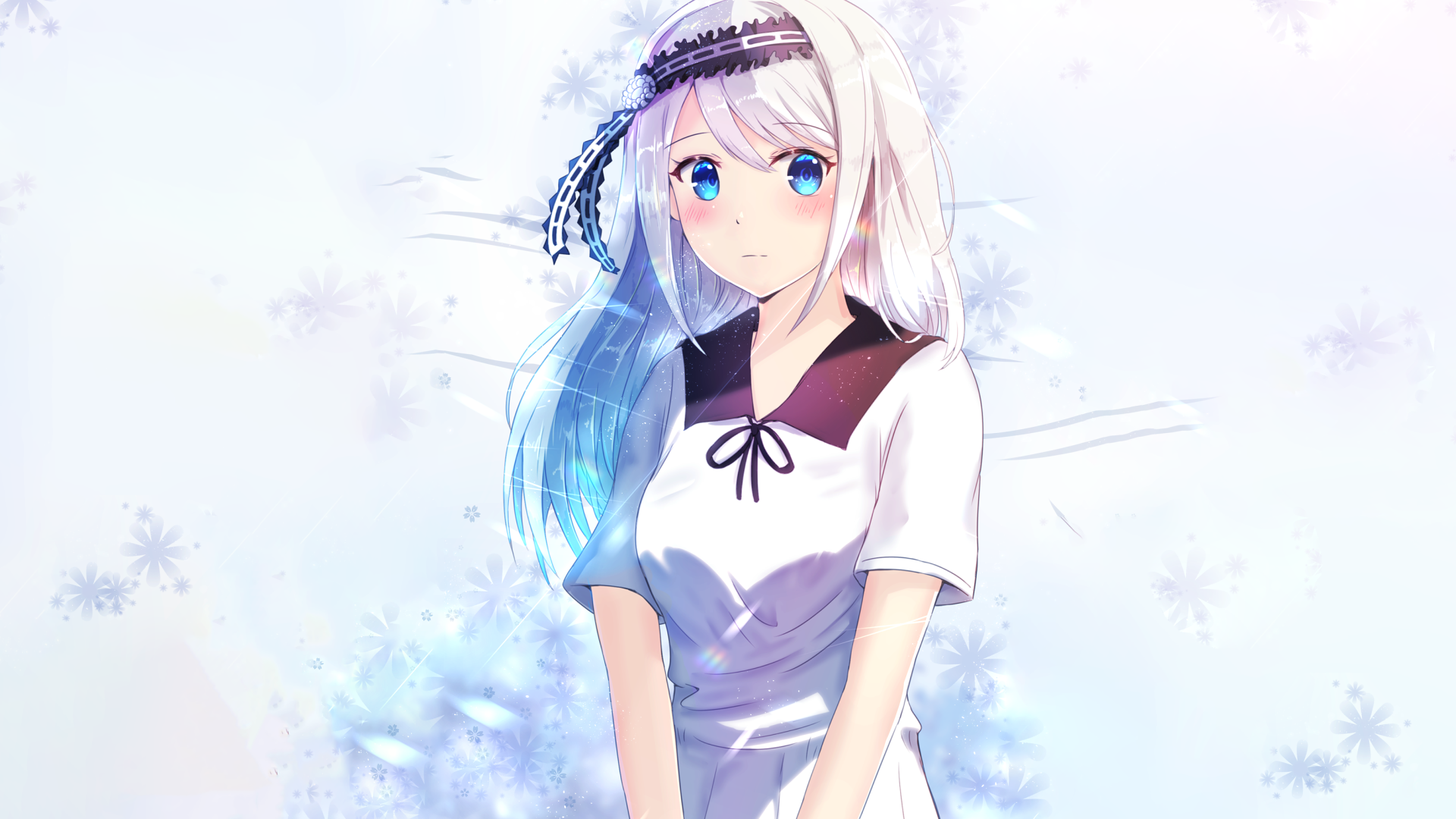 Девушка аниме Miyuki Shirogane Kaguya-sama в белом платье