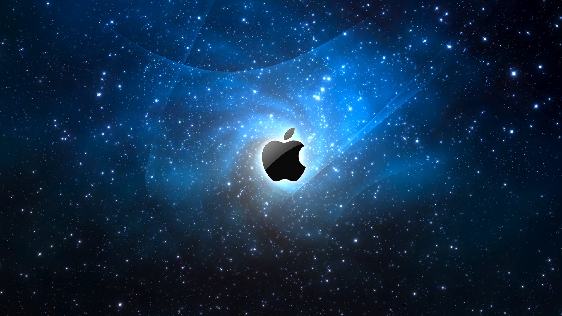 Apple icon on star galaxy background