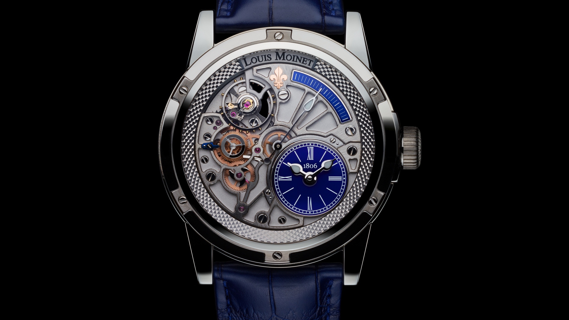Стильные мужские часы Louis Moinet на черном фоне
