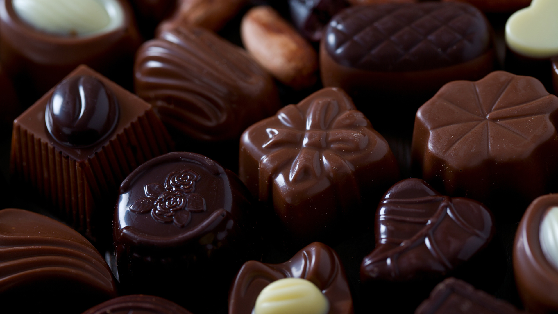 Красивые шоколадные конфеты ассорти крупным планом