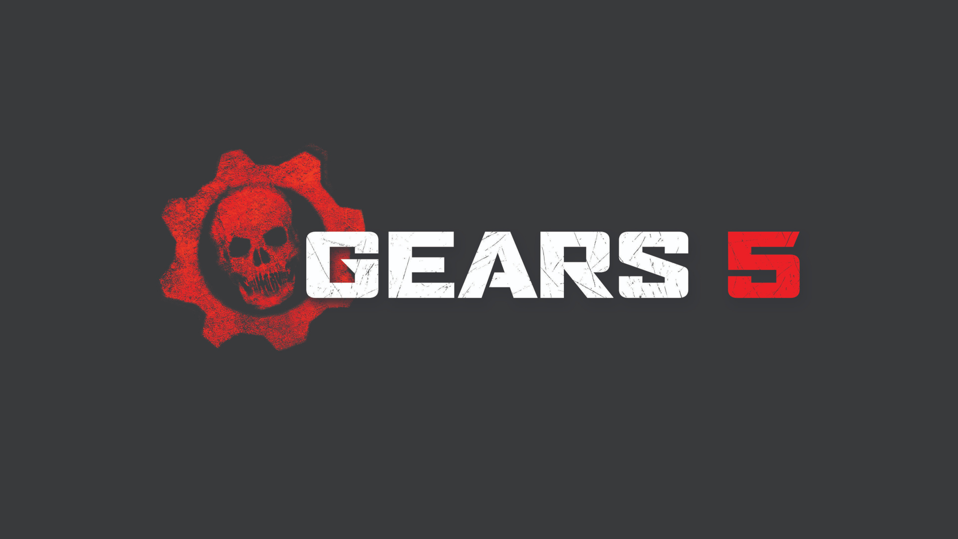 Логотип видеоигры Gears 5 на сером фоне
