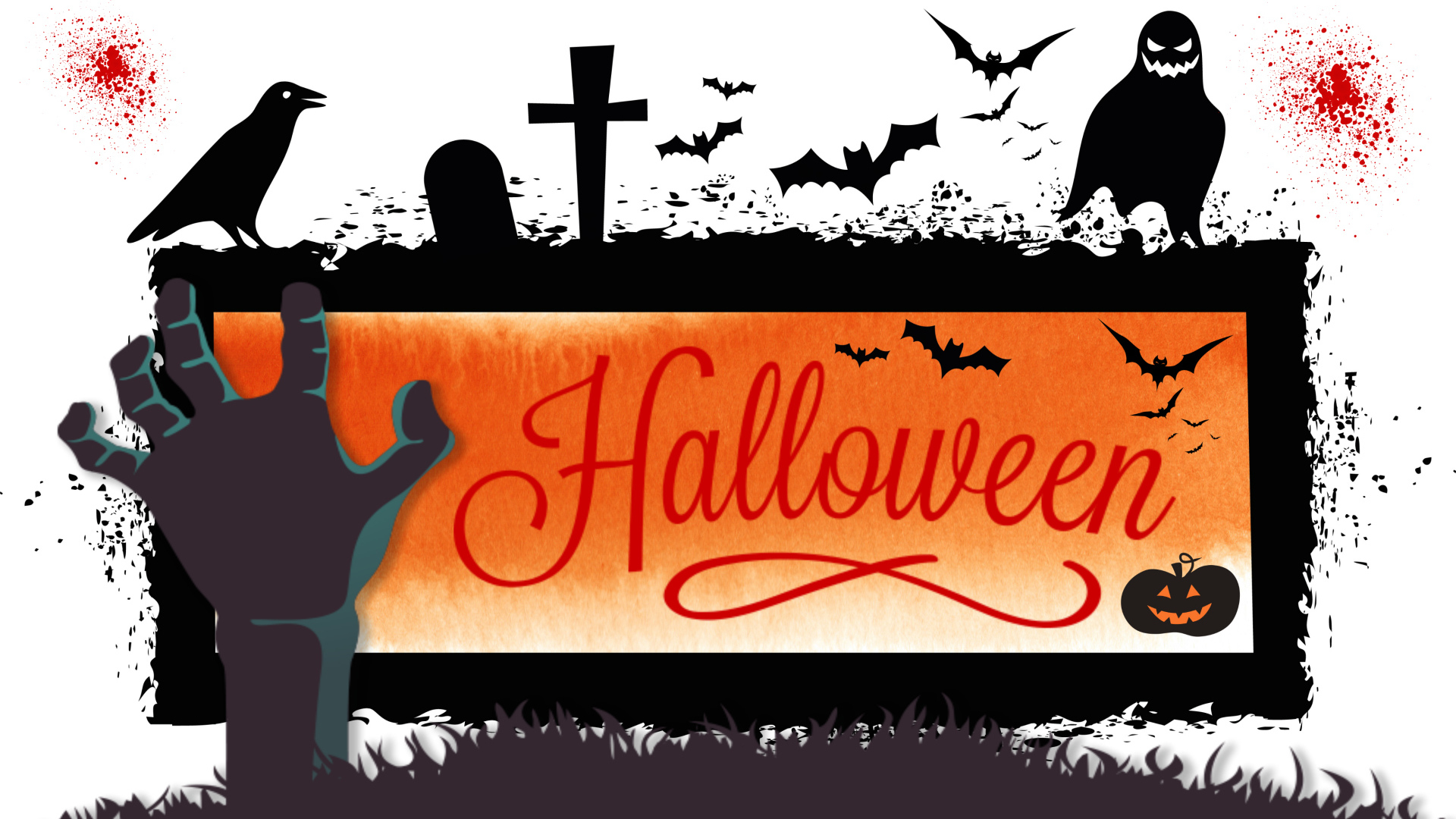 Надпись Хэллоуин на белом фоне