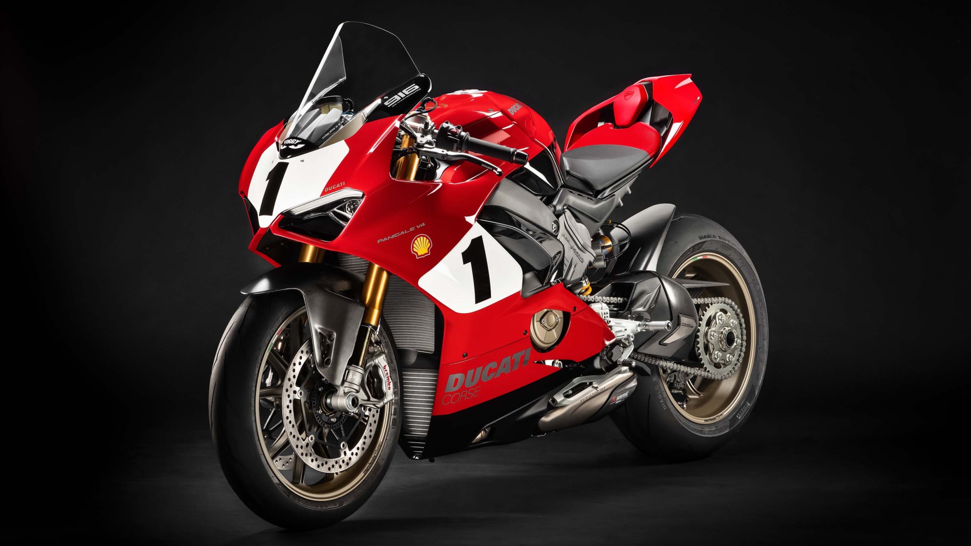 Мотоцикл Ducati Panigale V4 Superbike 2019 года на сером фоне