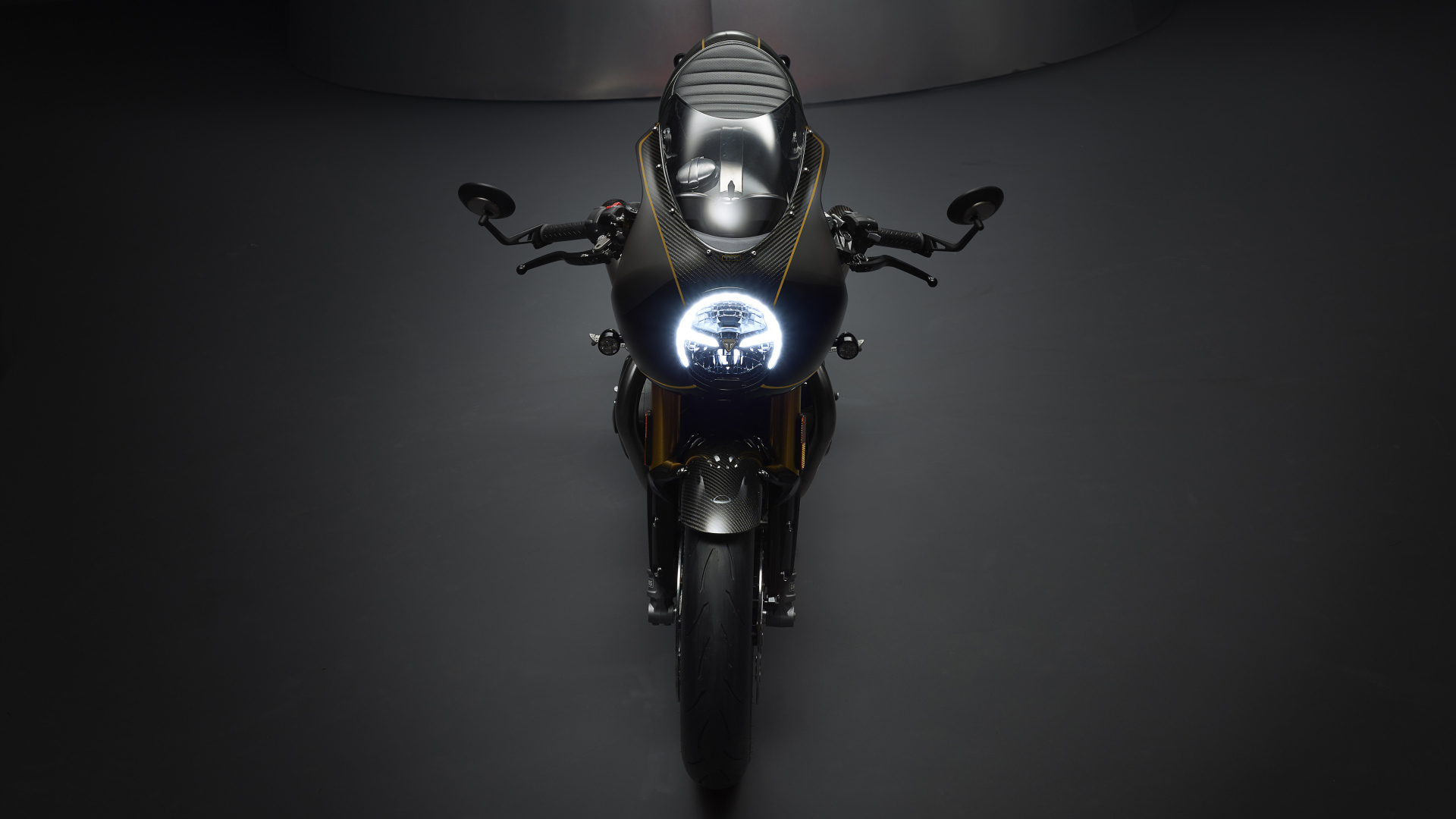 Motorcycle Triumph Thruxton TFC 2019 on a gray background