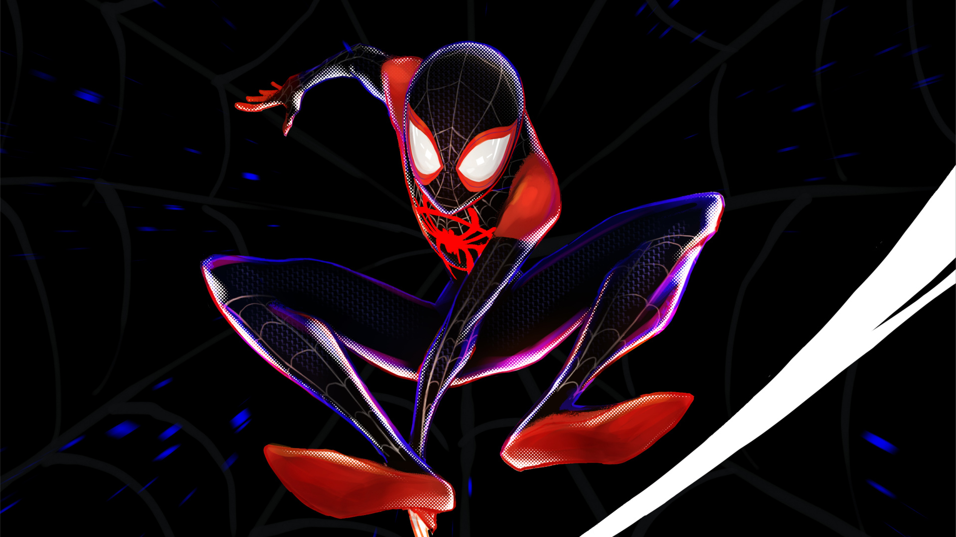 Superhero Spiderman on the background of the web