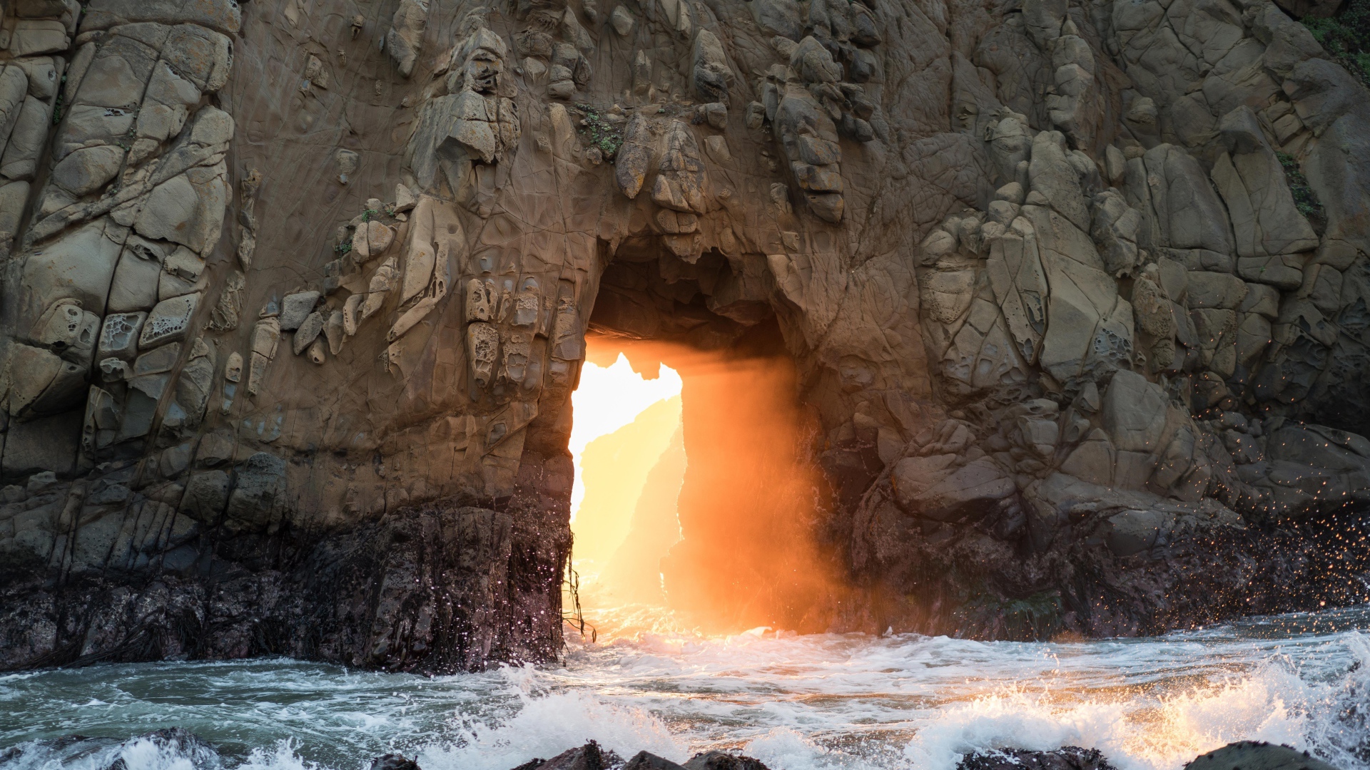 Passage in a cave in the ocean
