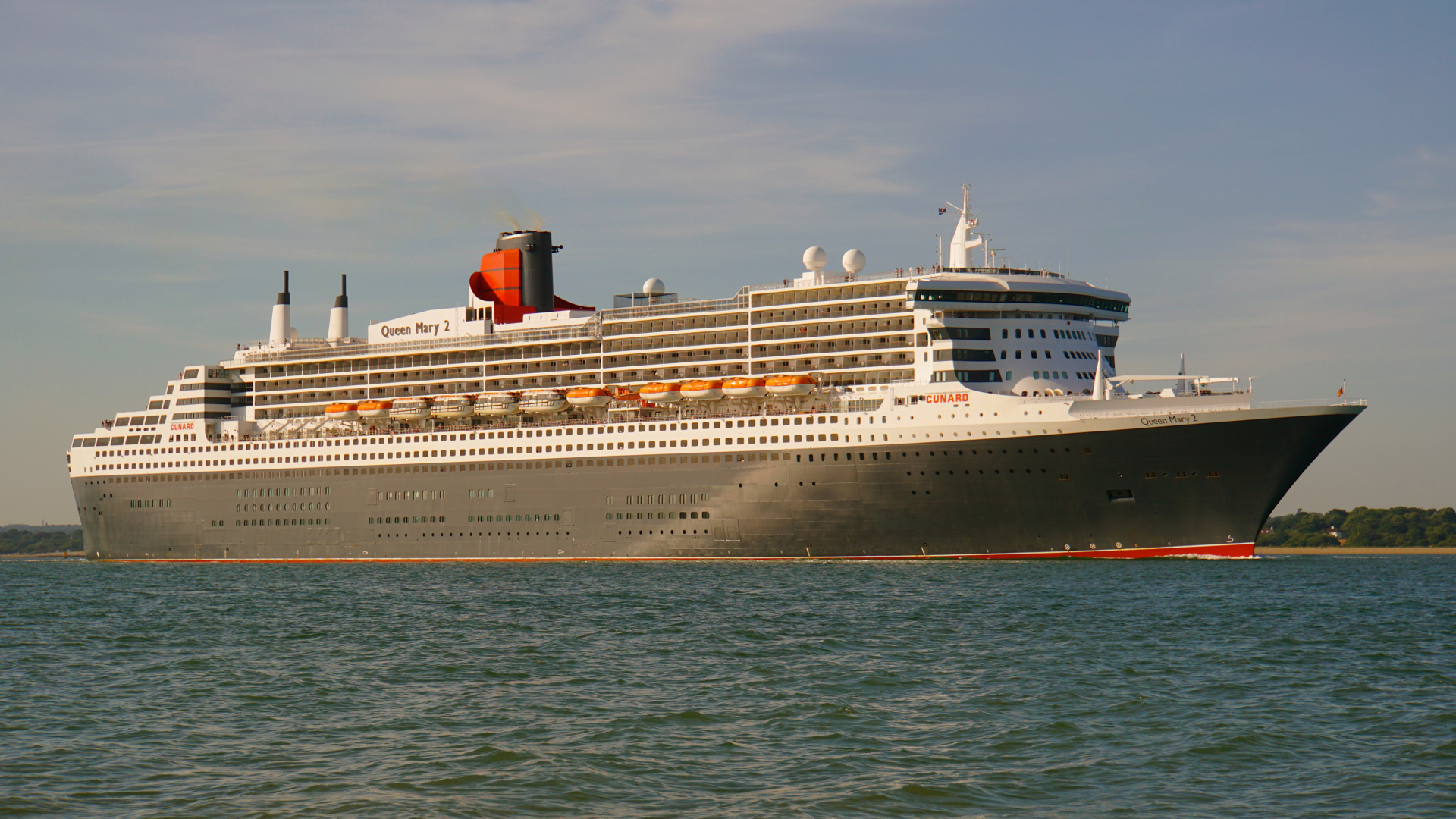 Large ocean liner Queen Mary 2 in the water