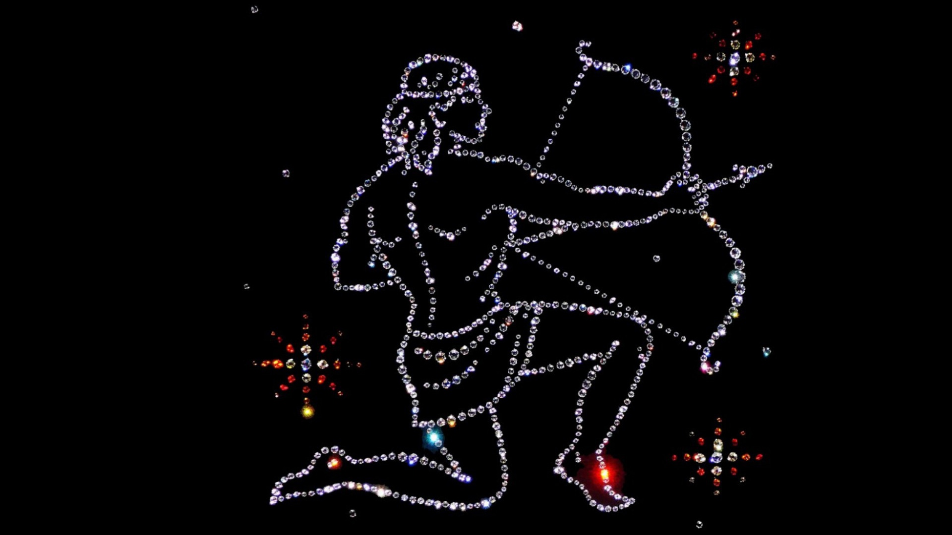 Brilliant zodiac sign Sagittarius on a black background.