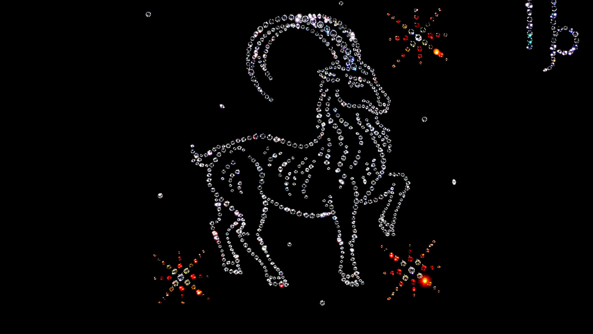 Блестящий знак зодиака козерог  на черном фоне