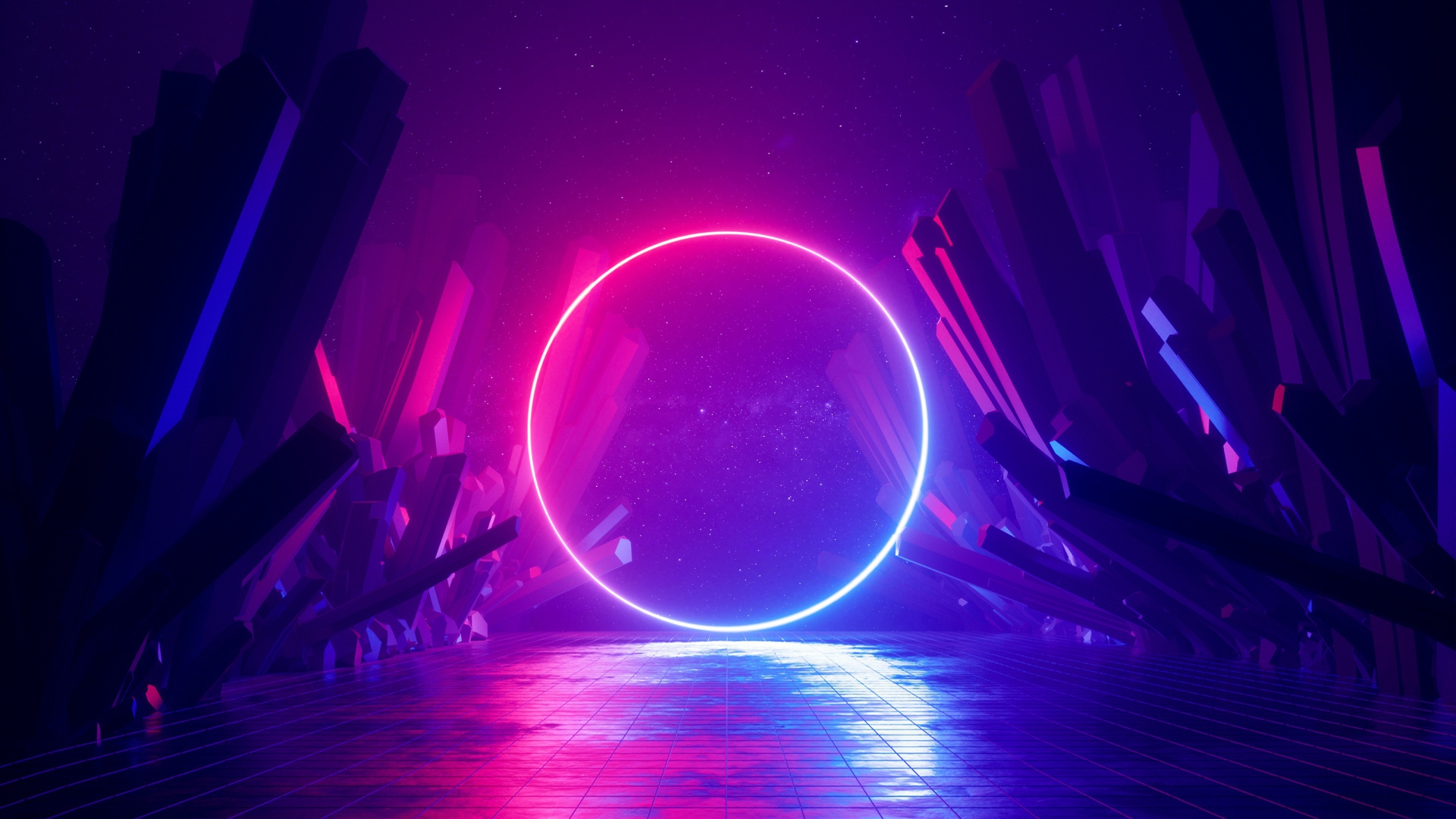 Большой яркий неоновый круг 