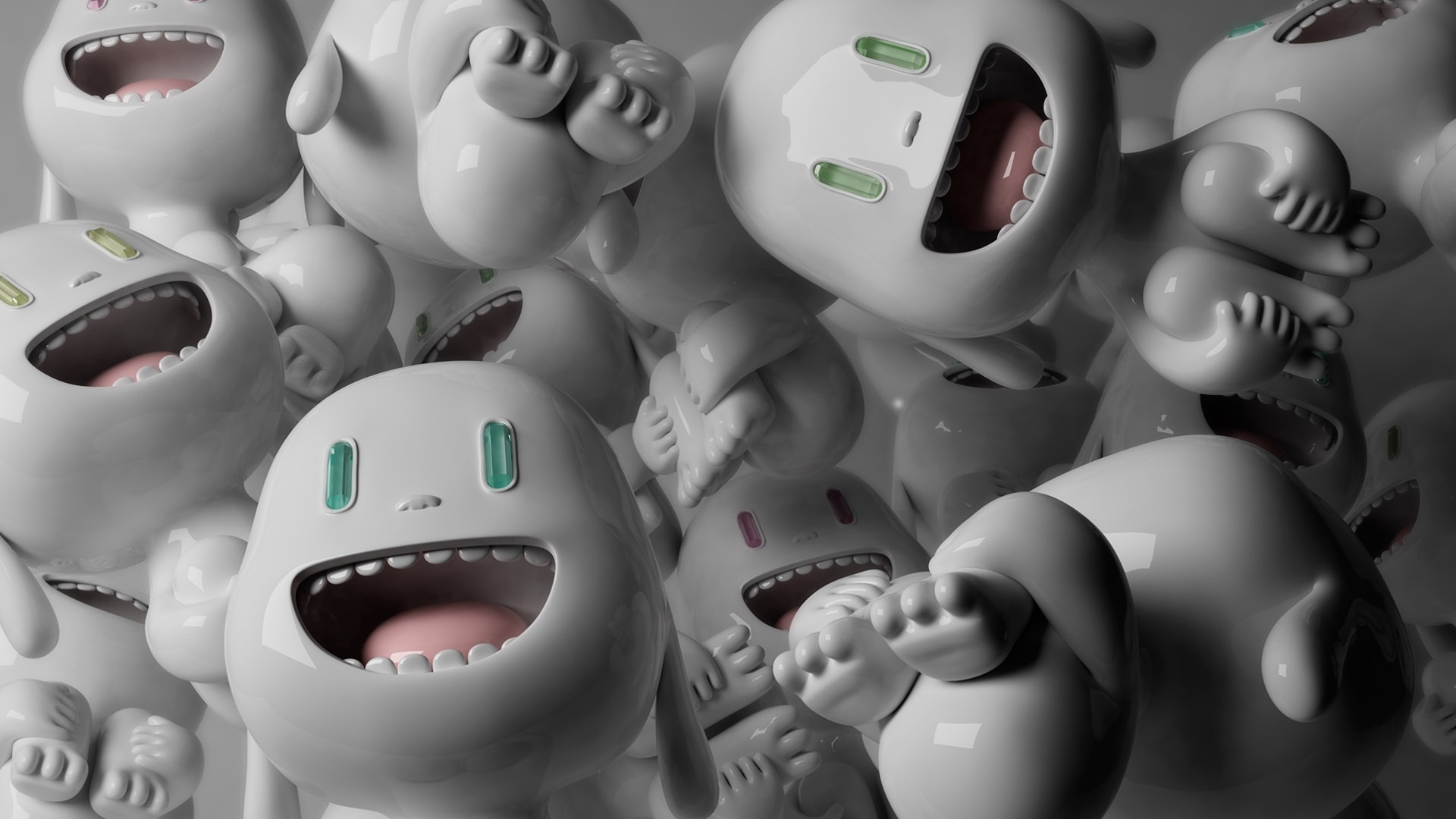 Много маленьких белых человечков 3д графика