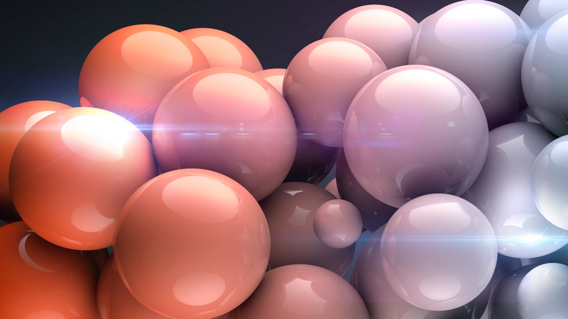 Много  белых и розовых 3д шаров крупным планом 