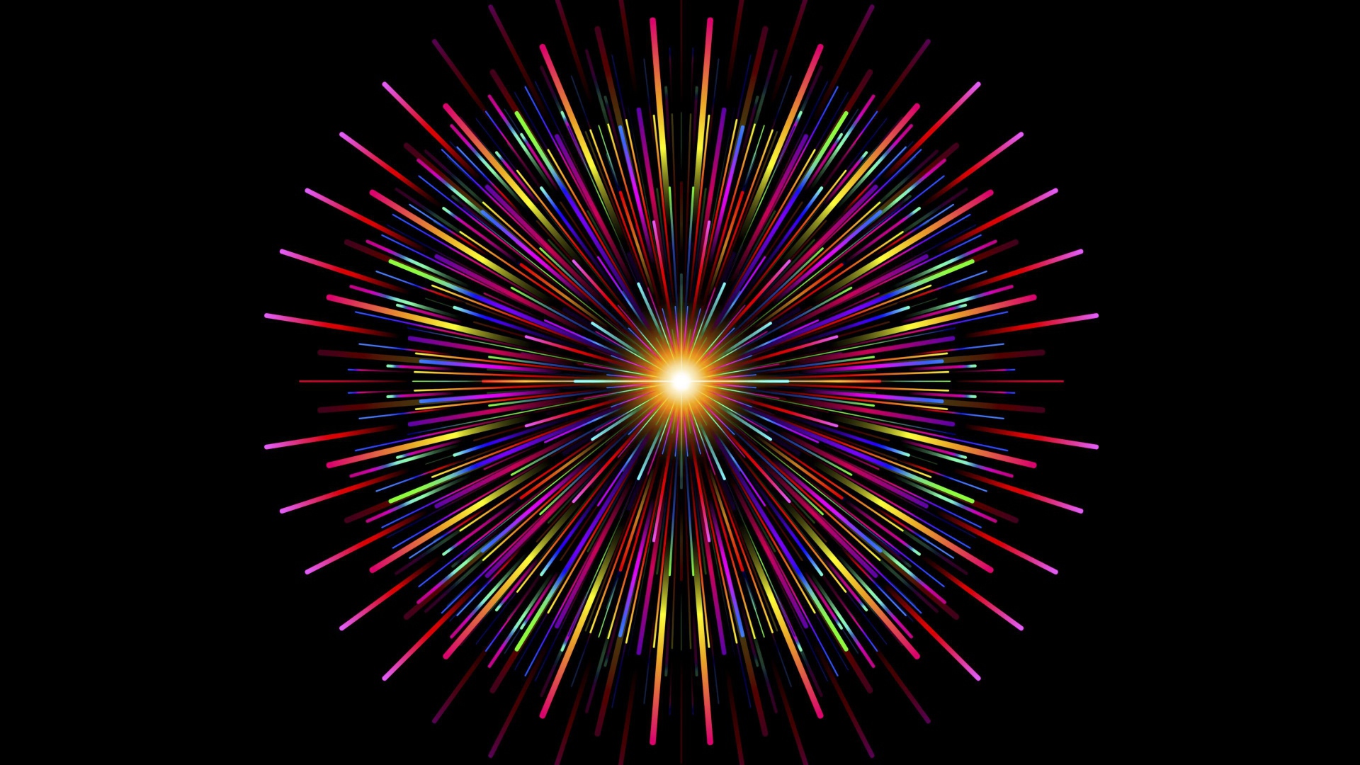 Разноцветный графический салют на черном фоне 