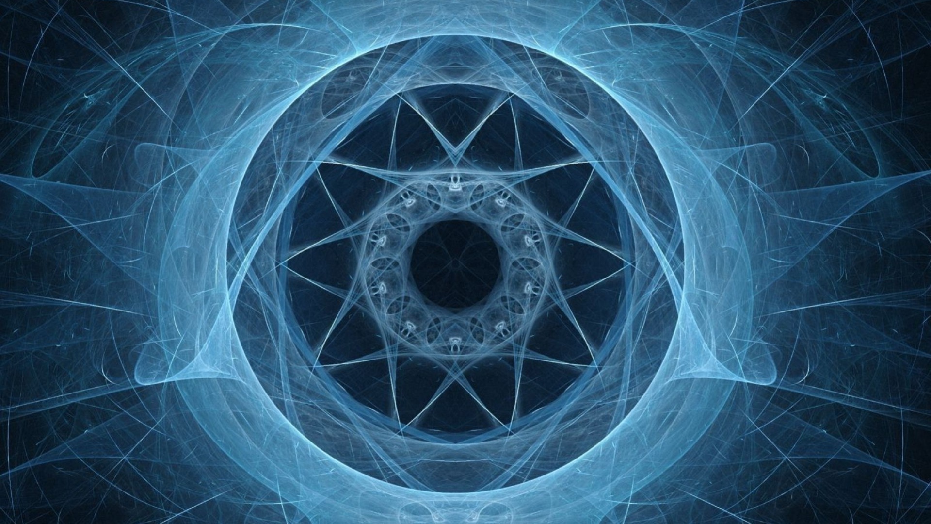 Неоновый симметрический фрактальный рисунок 