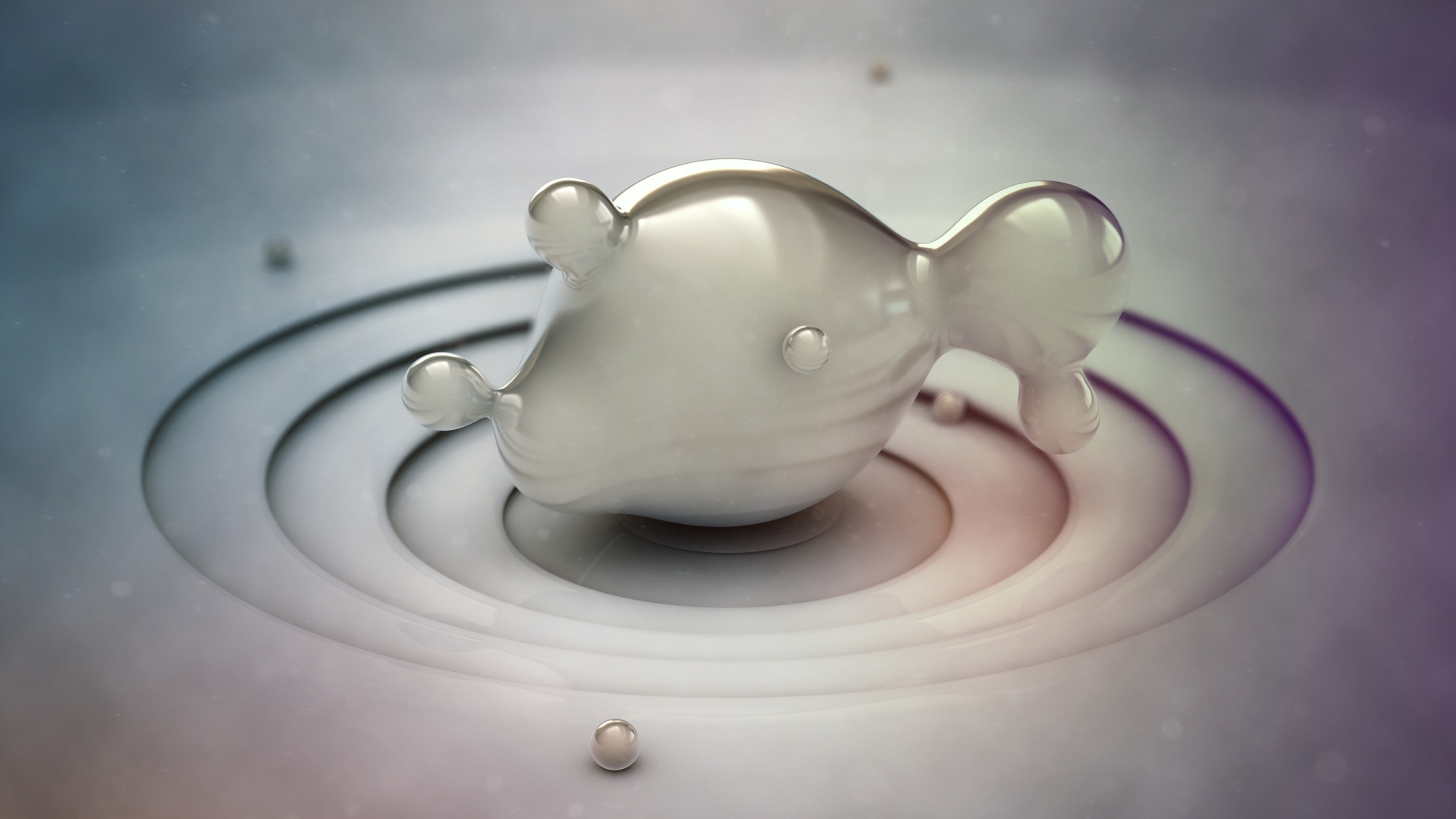 Фигура рыбы из серой субстанции, 3д графика