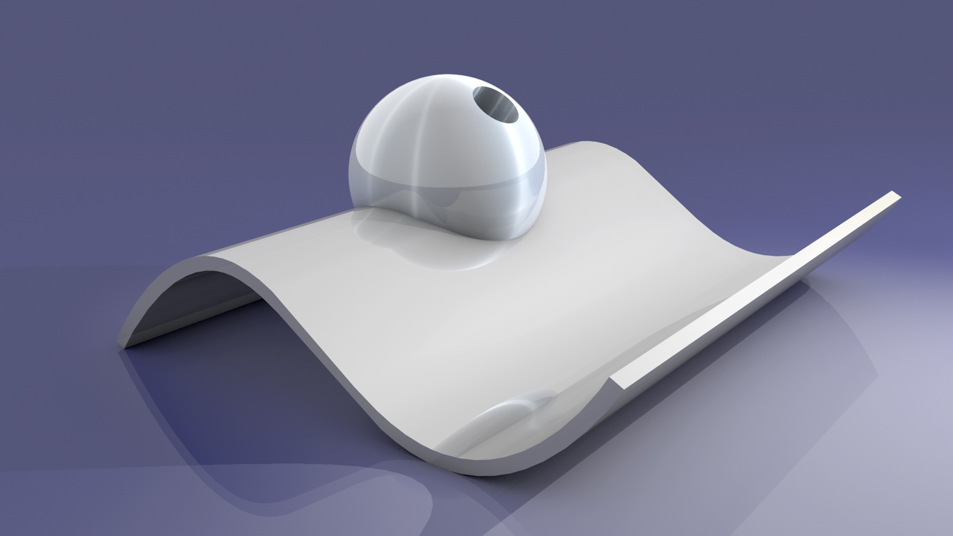 Белый 3д знак с шаром на сером фоне 