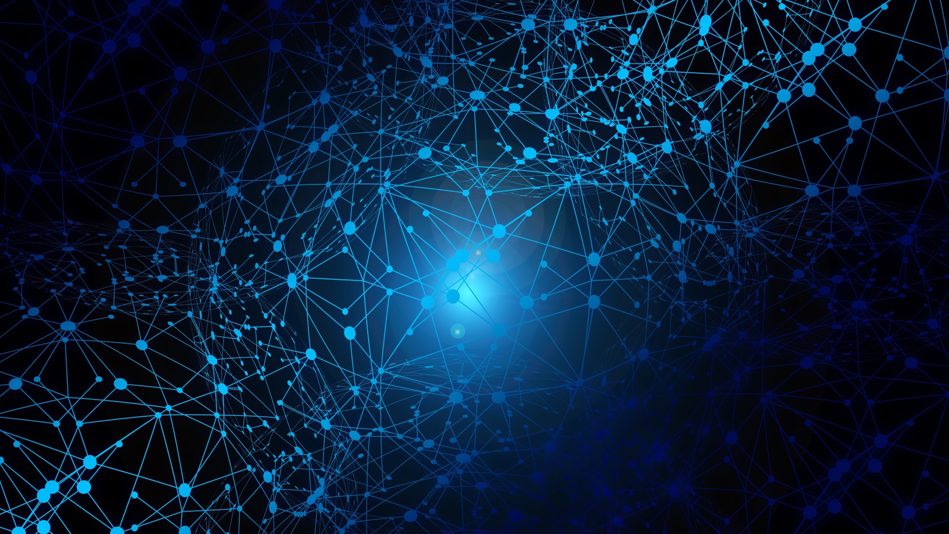 Всемирная паутина интернета с яркой голубой точкой 