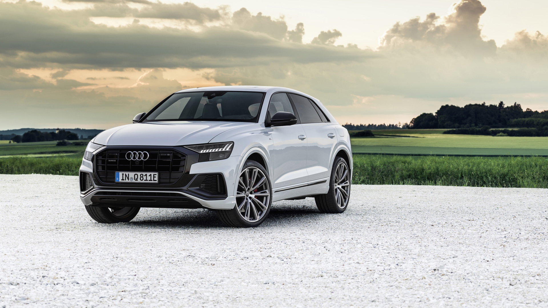 Автомобиль Audi Q8 60 TFSI E Quattro S Line 2020 года на фоне неба