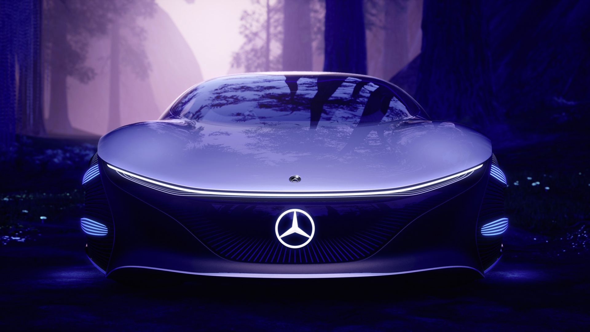 Автомобиль Mercedes-Benz VISION AVTR 2020 года с неоновой подсветкой 