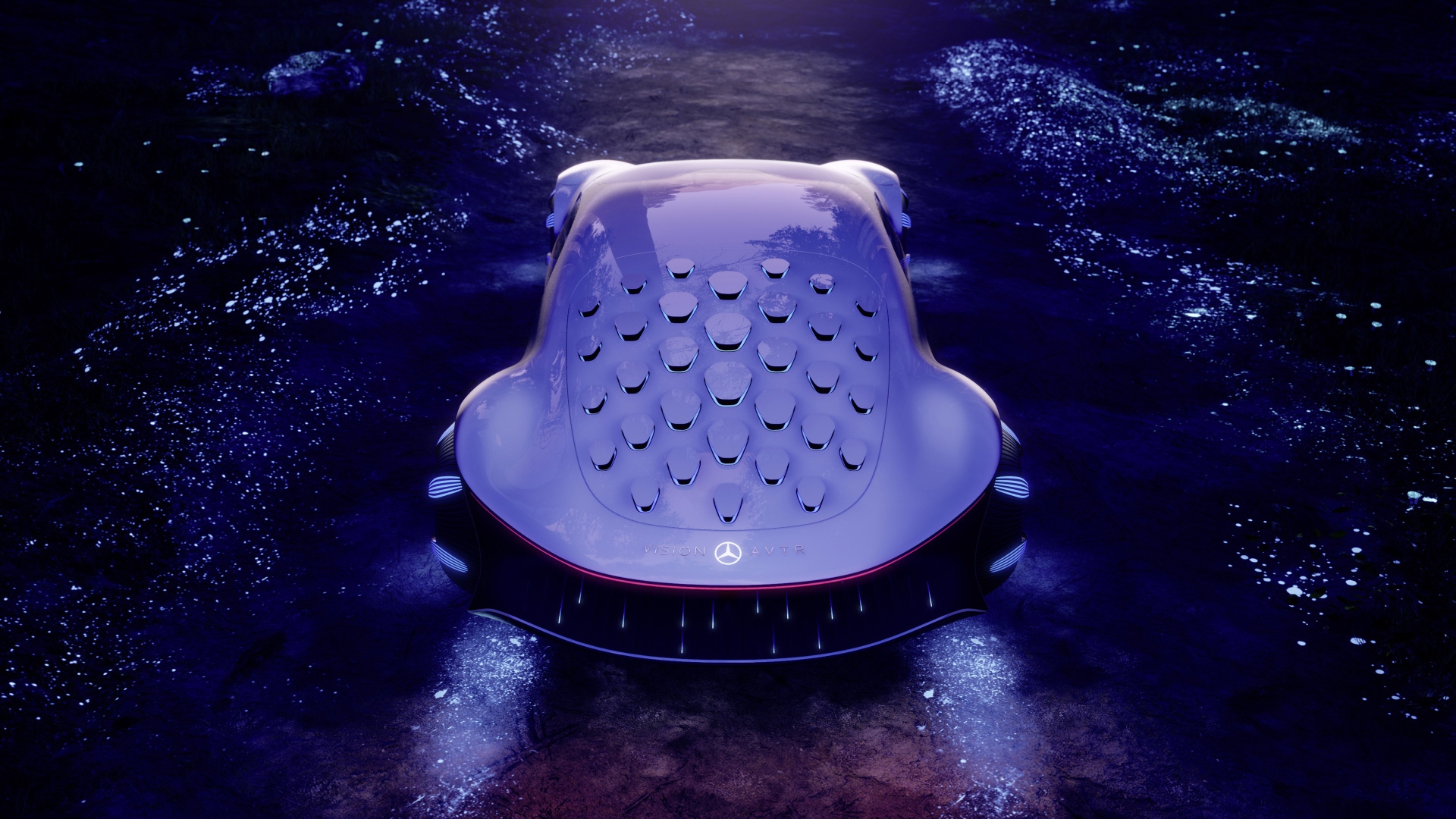 Футуристический автомобиль Mercedes-Benz VISION AVTR 2020 года с неоновой подсветкой 