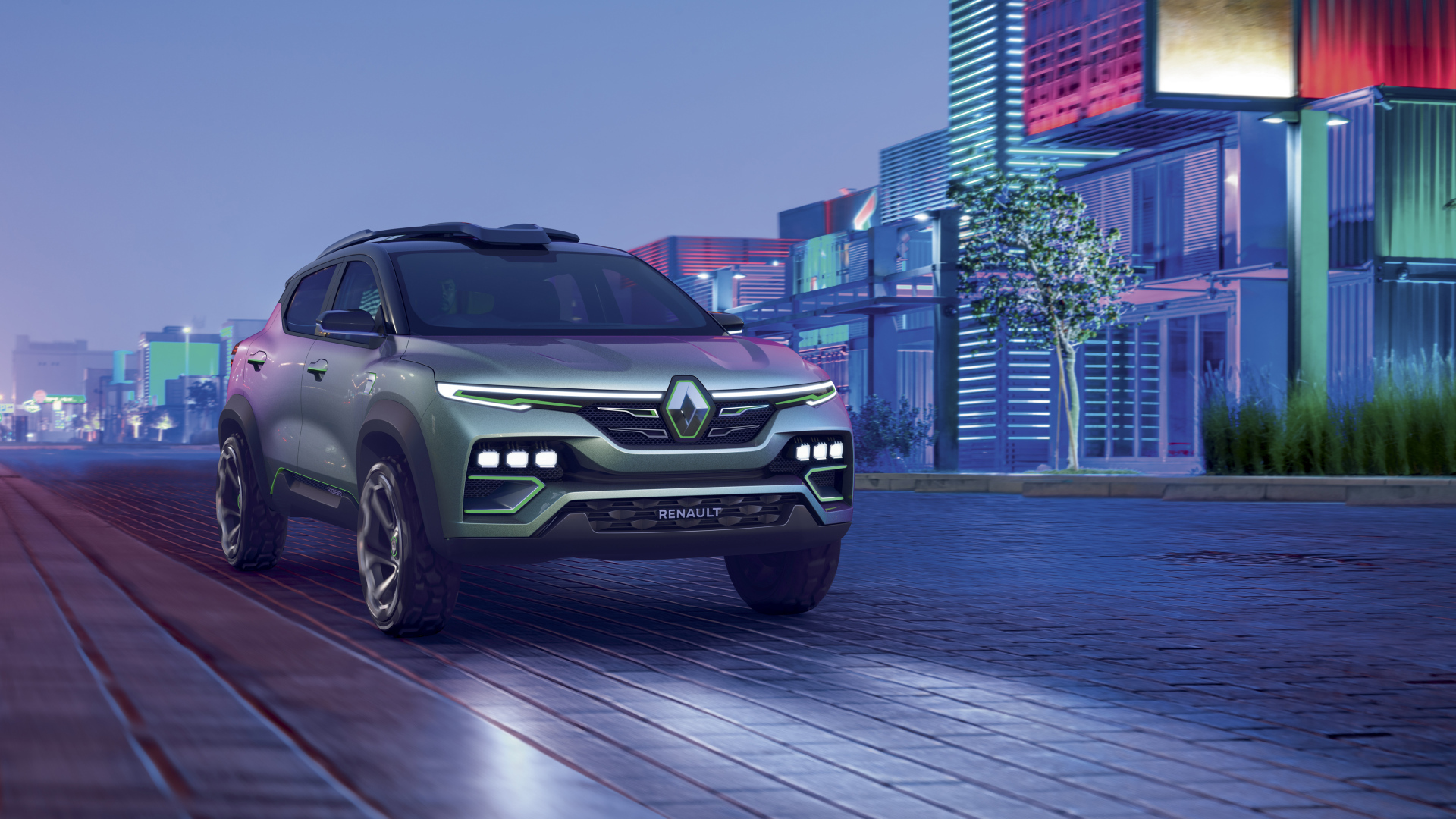 Внедорожник Renault Kiger 2021 года ночью