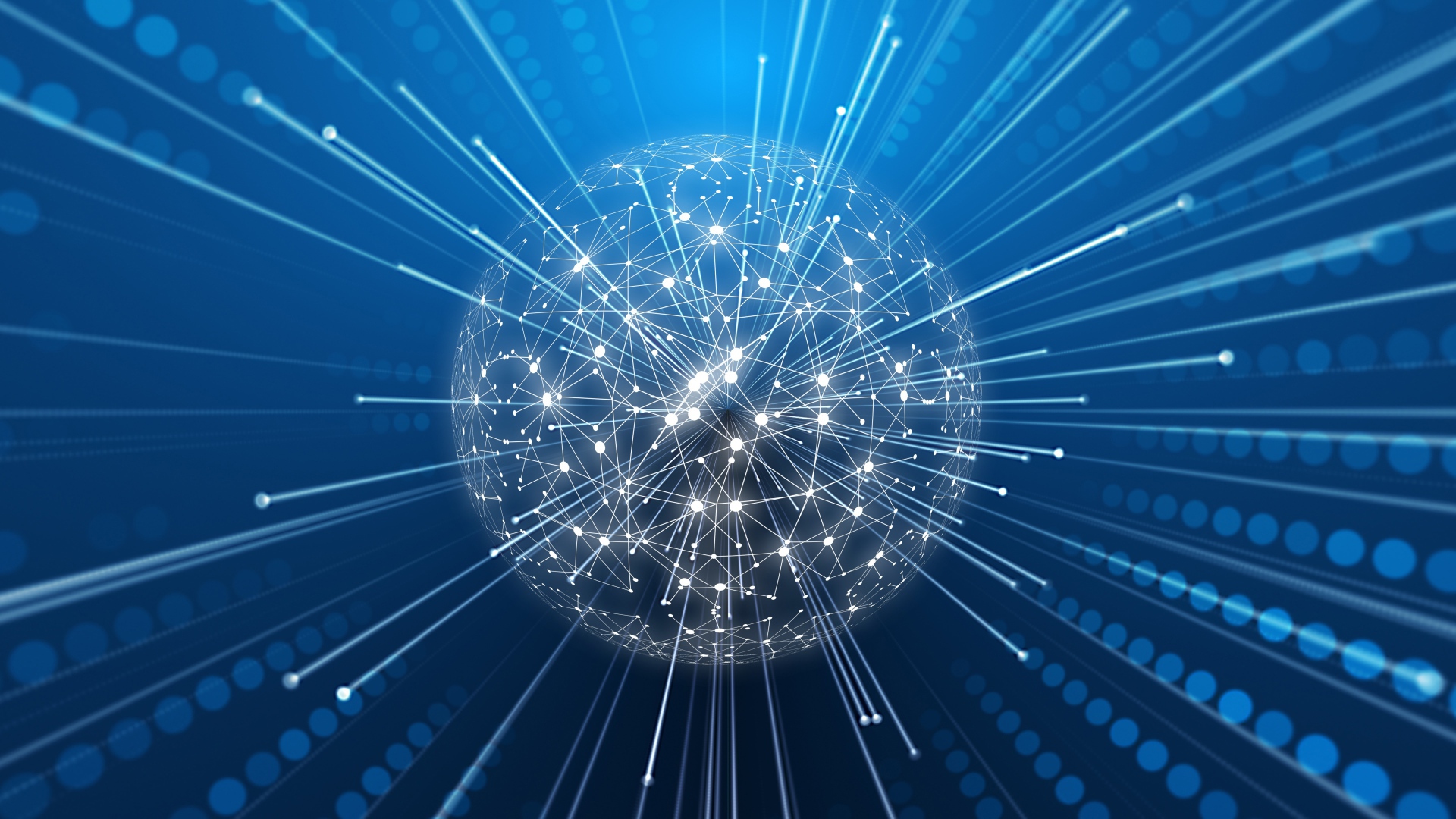 Шар из цифровой паутины на синем фоне