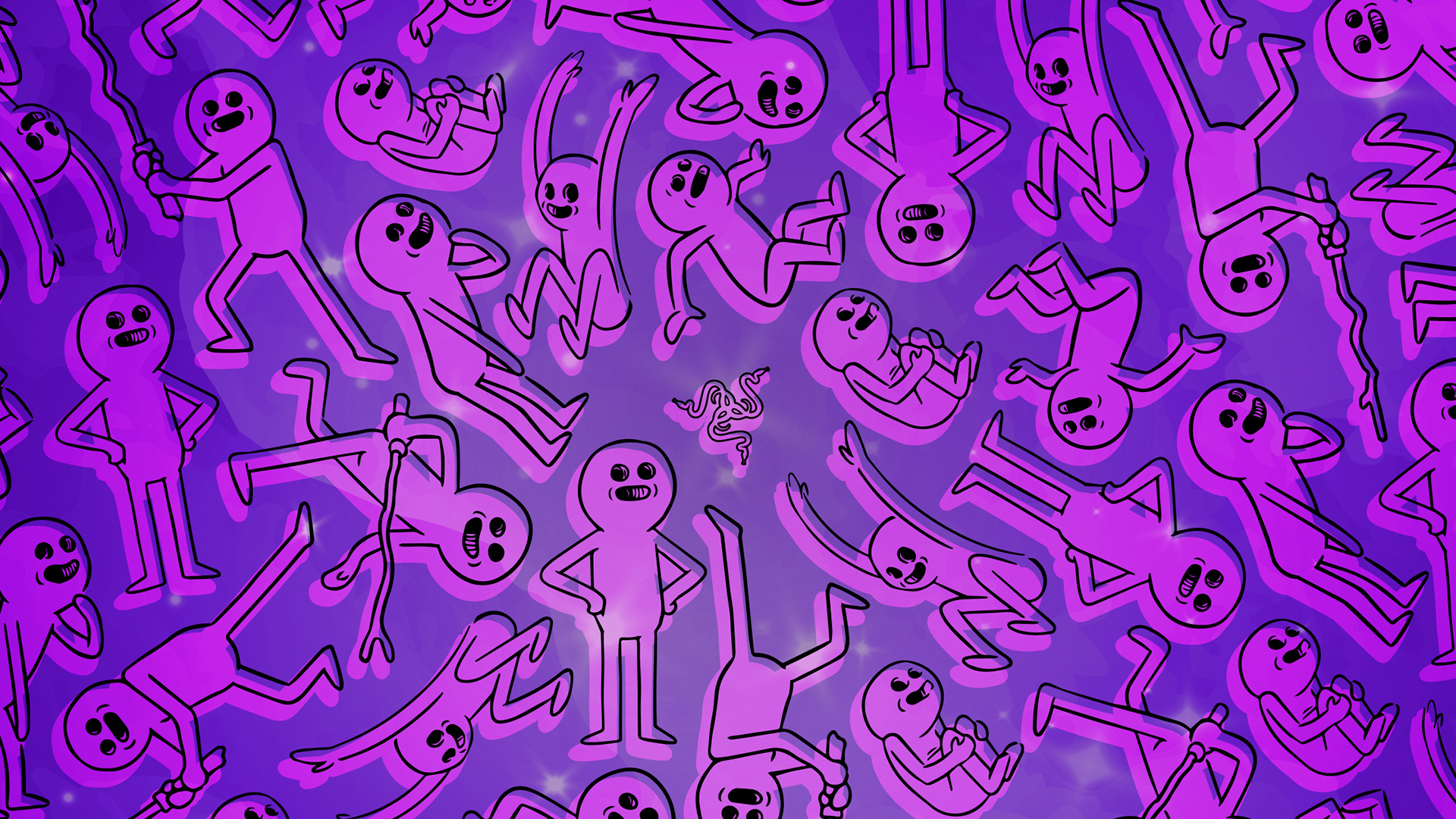 Розовые человечки фон  Razer