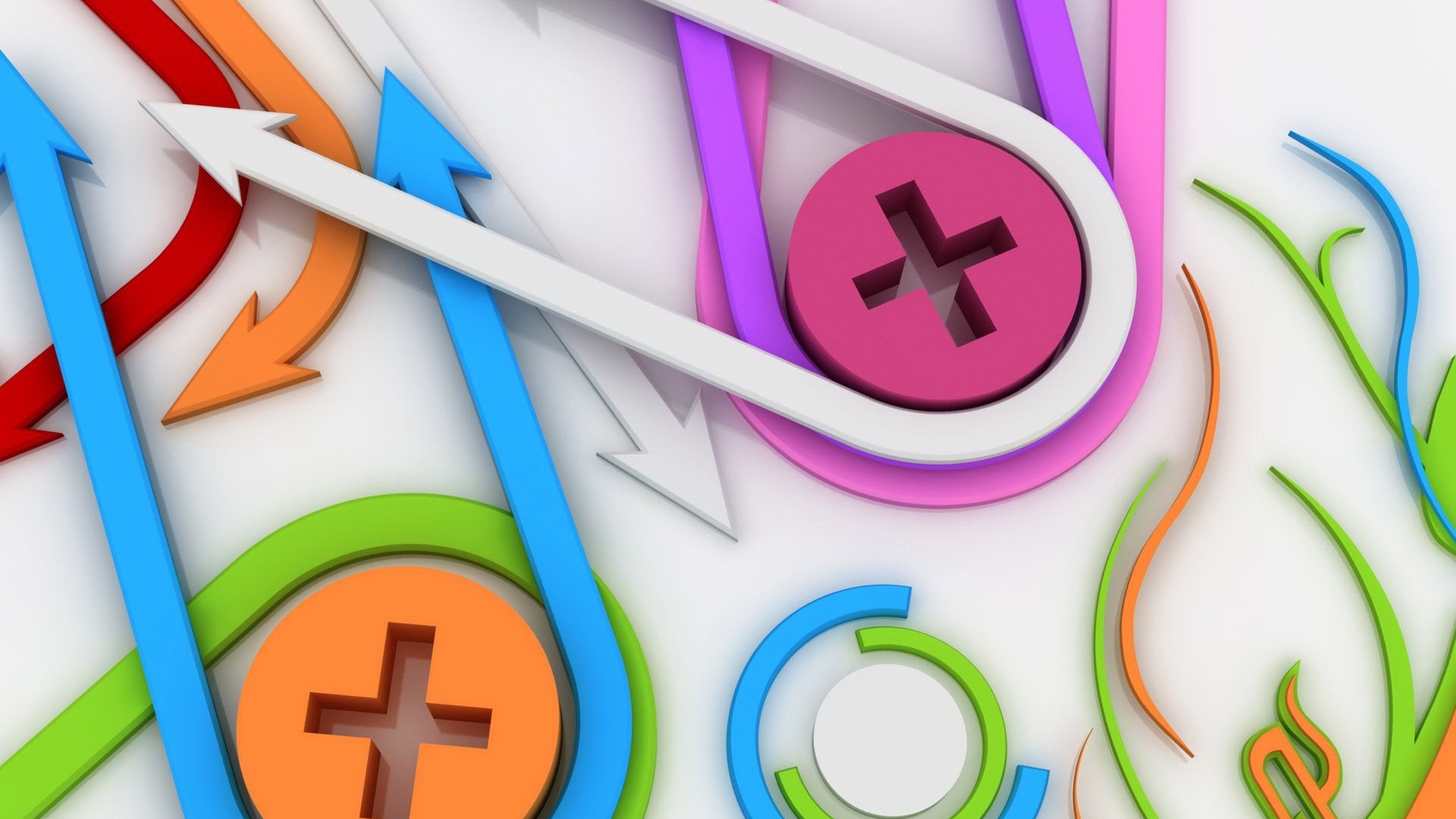 Стрелки и знаки на белом фоне