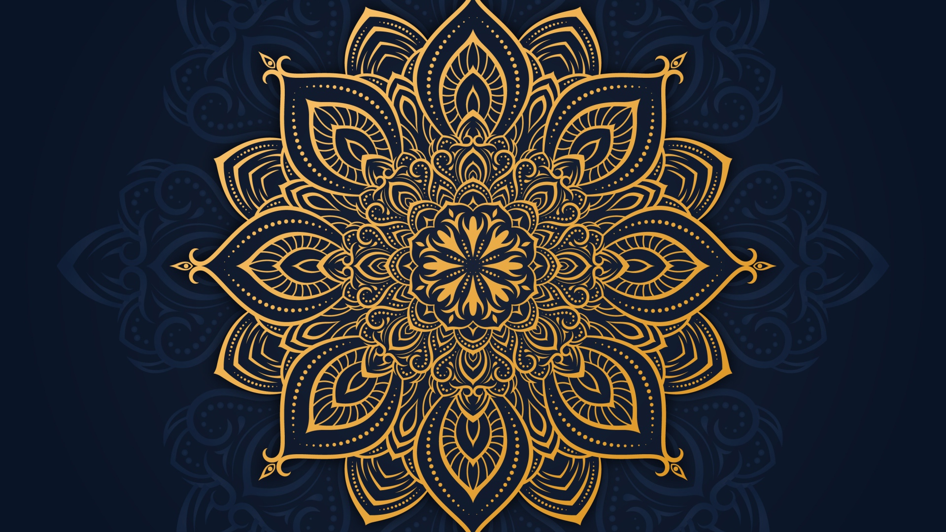 Красивый золотистый рисунок на синем фоне