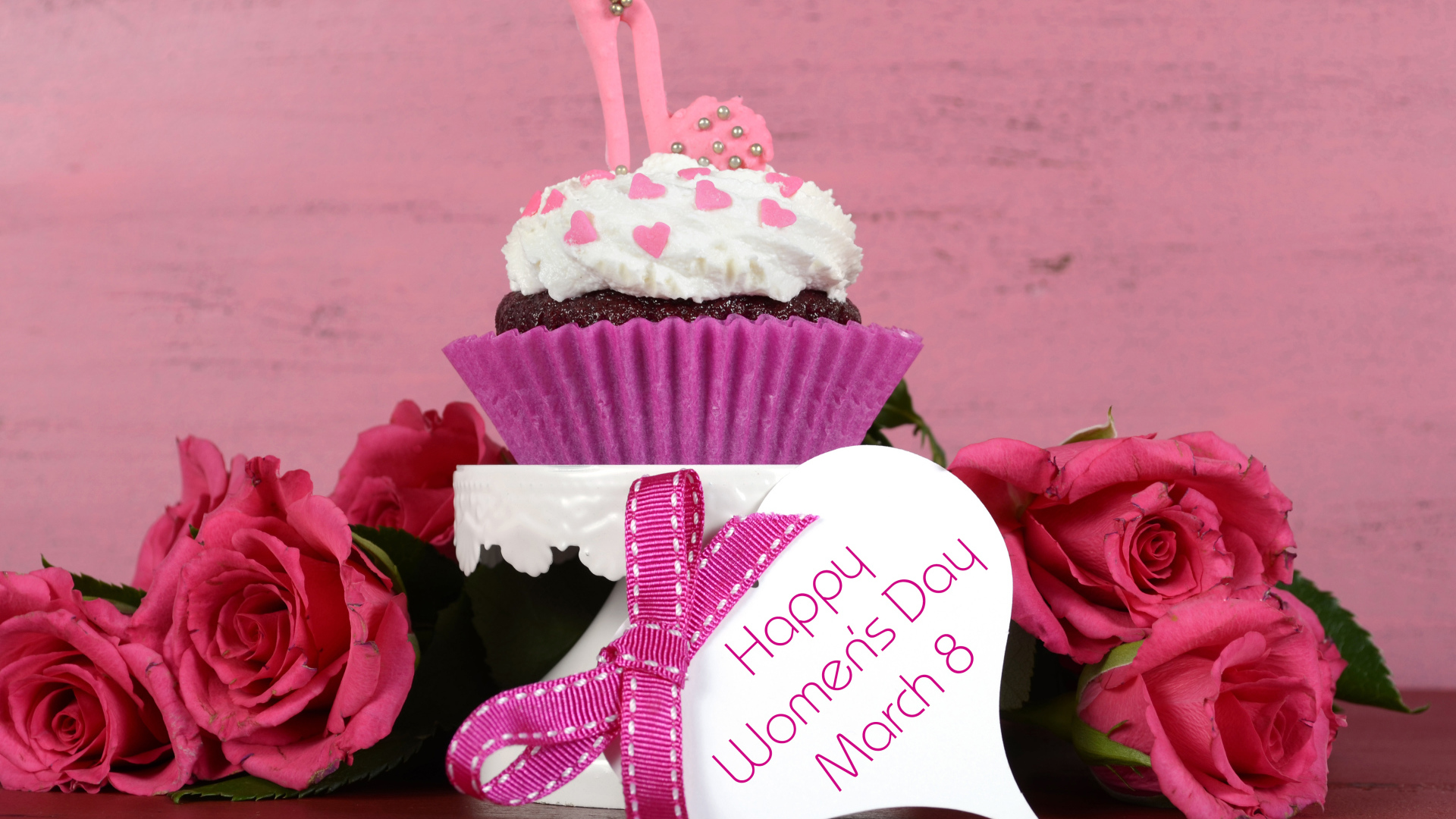 Sweet Cupcake and Flowers for International Women's Day March 8