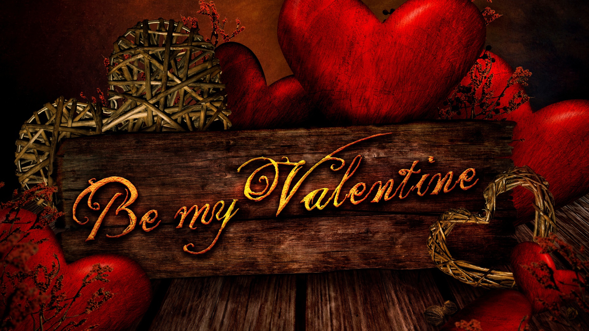 Надпись на доске с сердечками на День Святого Валентина