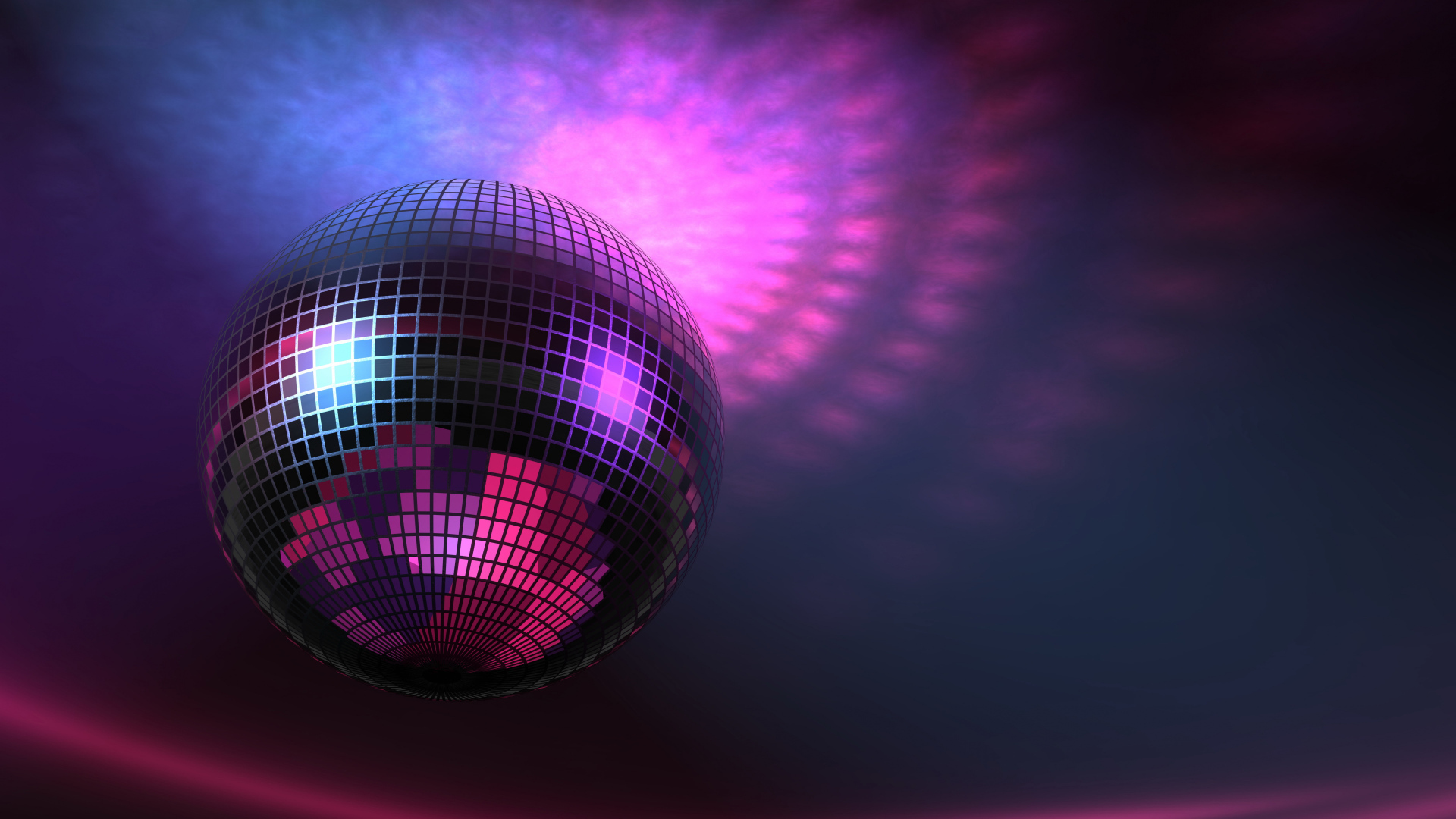 Блестящий диско шар на фиолетовом фоне