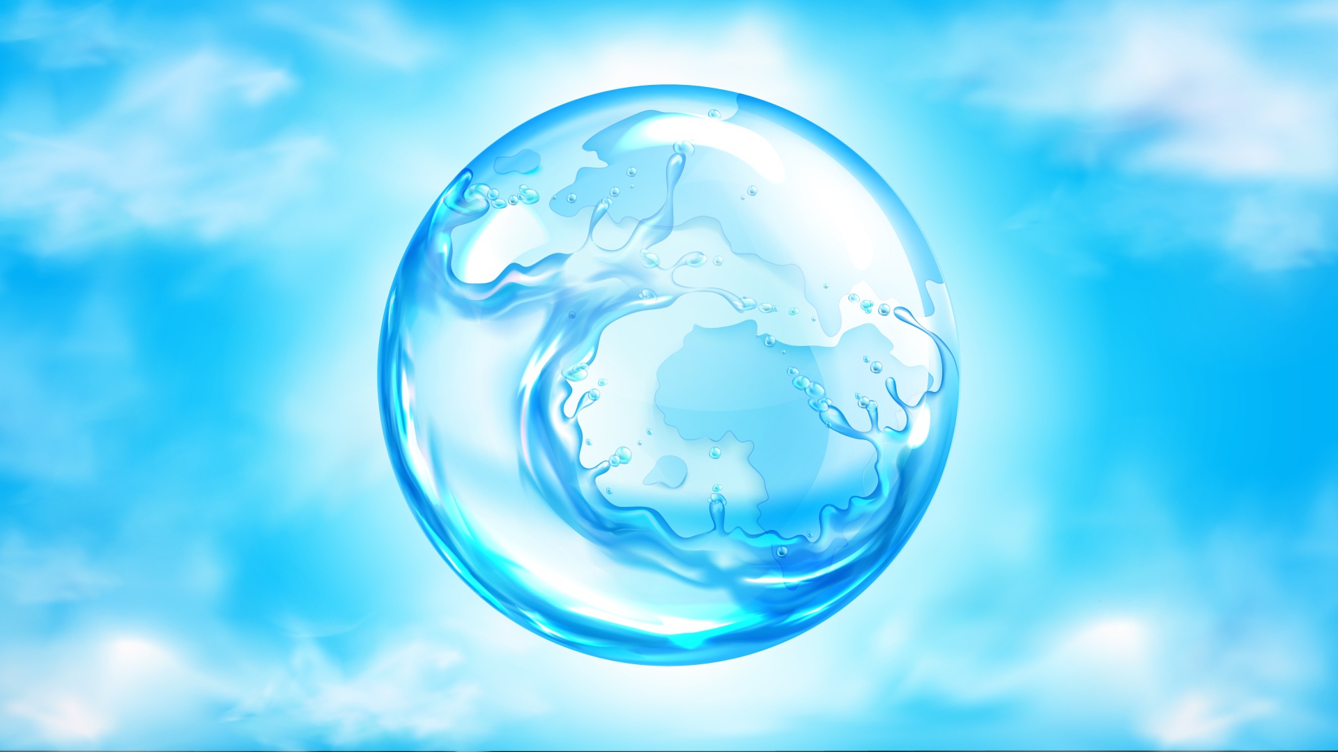 Голубой водный пузырь в воздухе